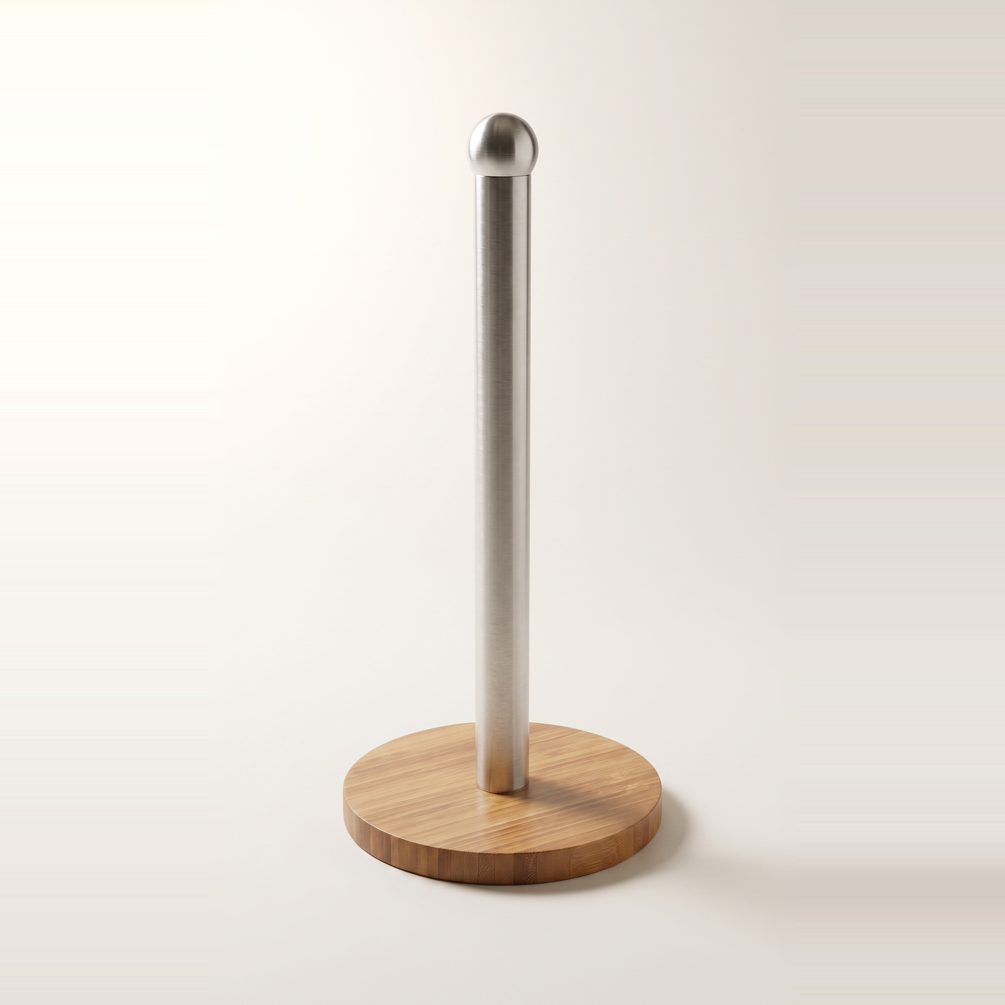 Porte-rouleau d'essuie-tout en acier inoxydable et bambou