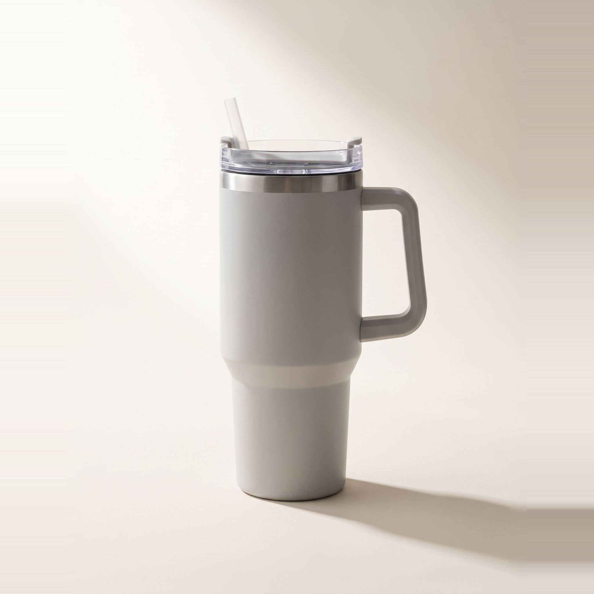 Double-Wall Insulated Stainless Steel Travel Mug, 1.2L / 40 oz — Light Grey