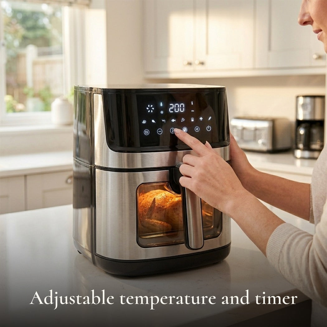 Adjustable temperature and timer — 7.5L Digital Touch Programmable Air Fryer