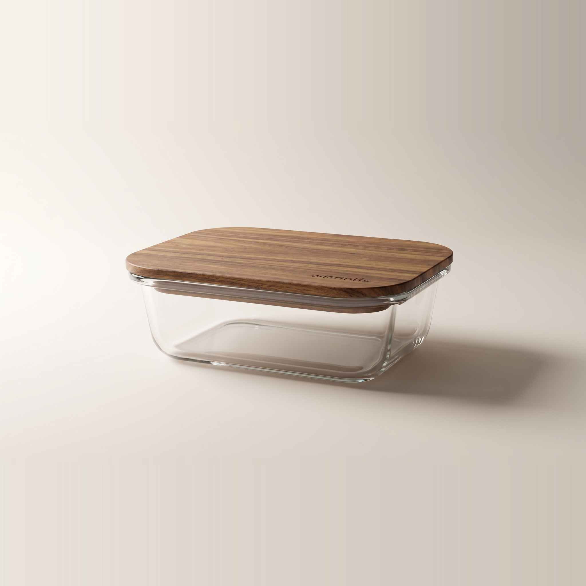 Récipient alimentaire rectangulaire en verre borosilicaté de 450 ml avec couvercle en bois d'acacia