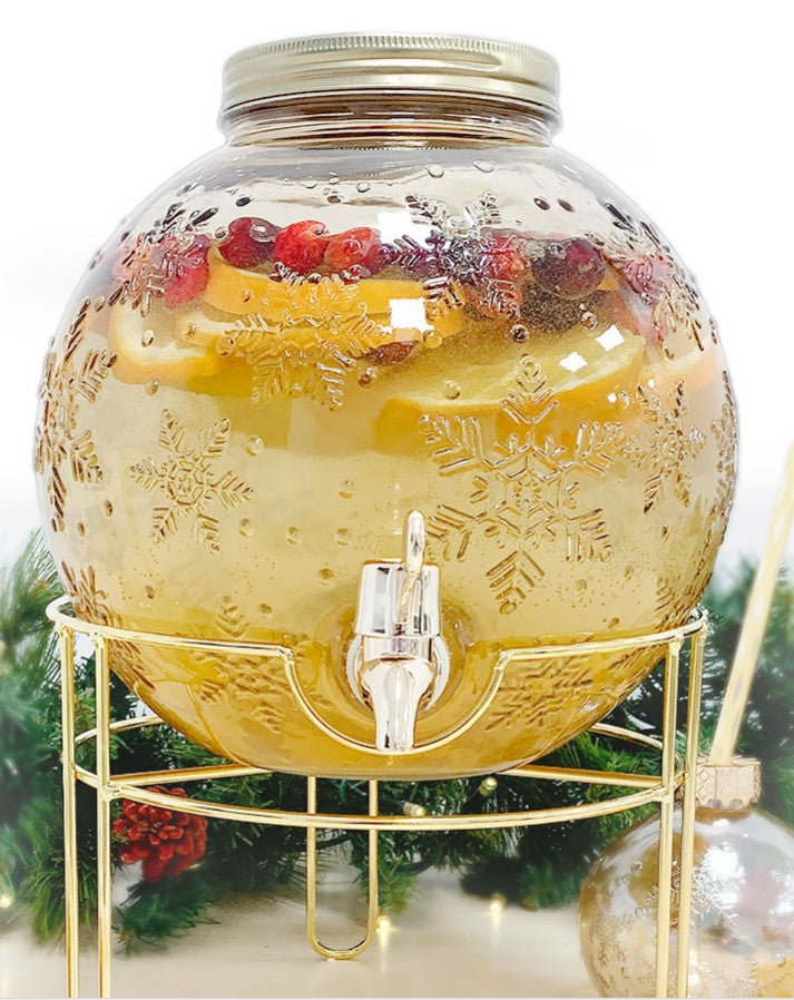 Xmas Ball Ornament Drink Dispenser & 4 Christmas Glasses — product