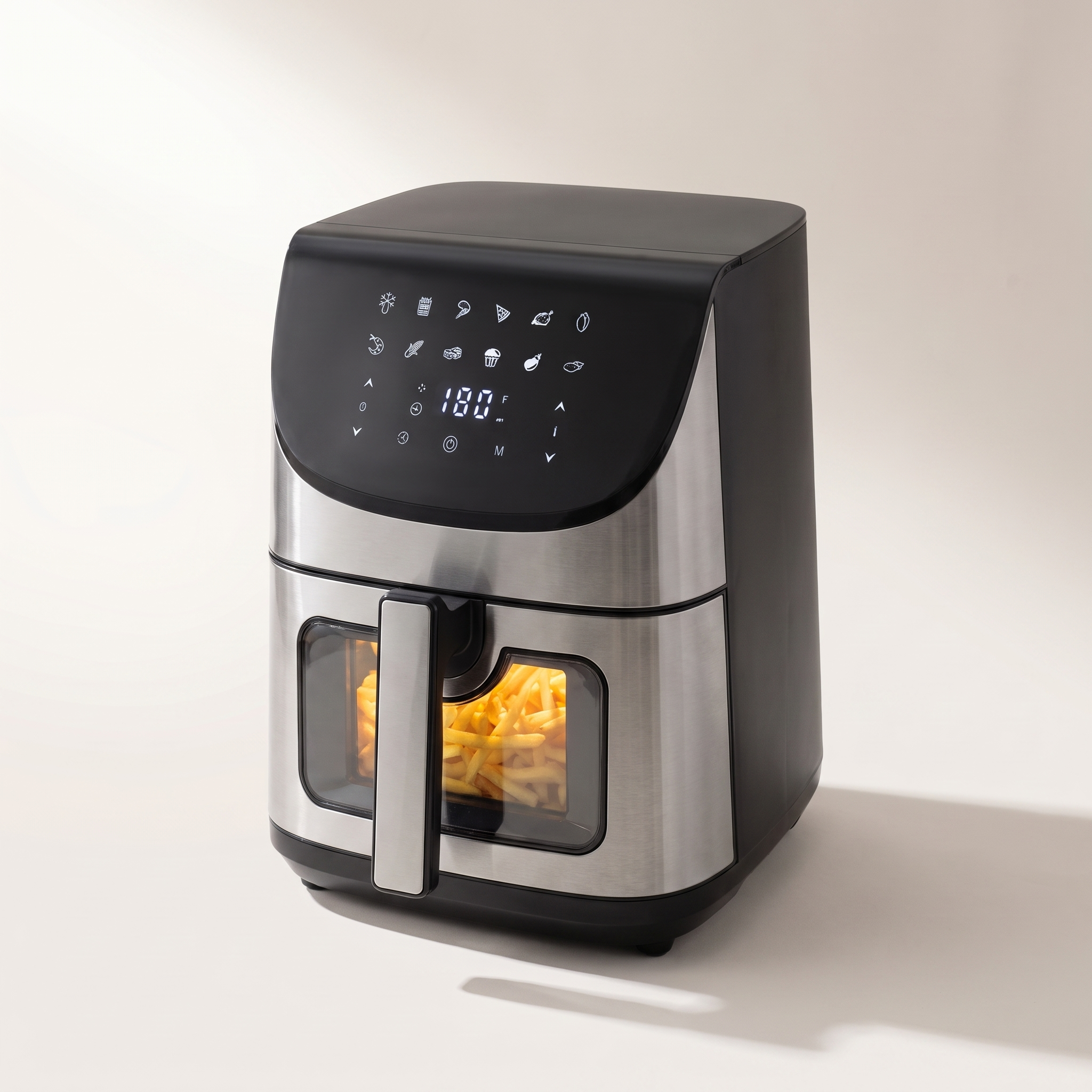 Friteuse à air tactile numérique 8 L — Noir et acier inoxydable