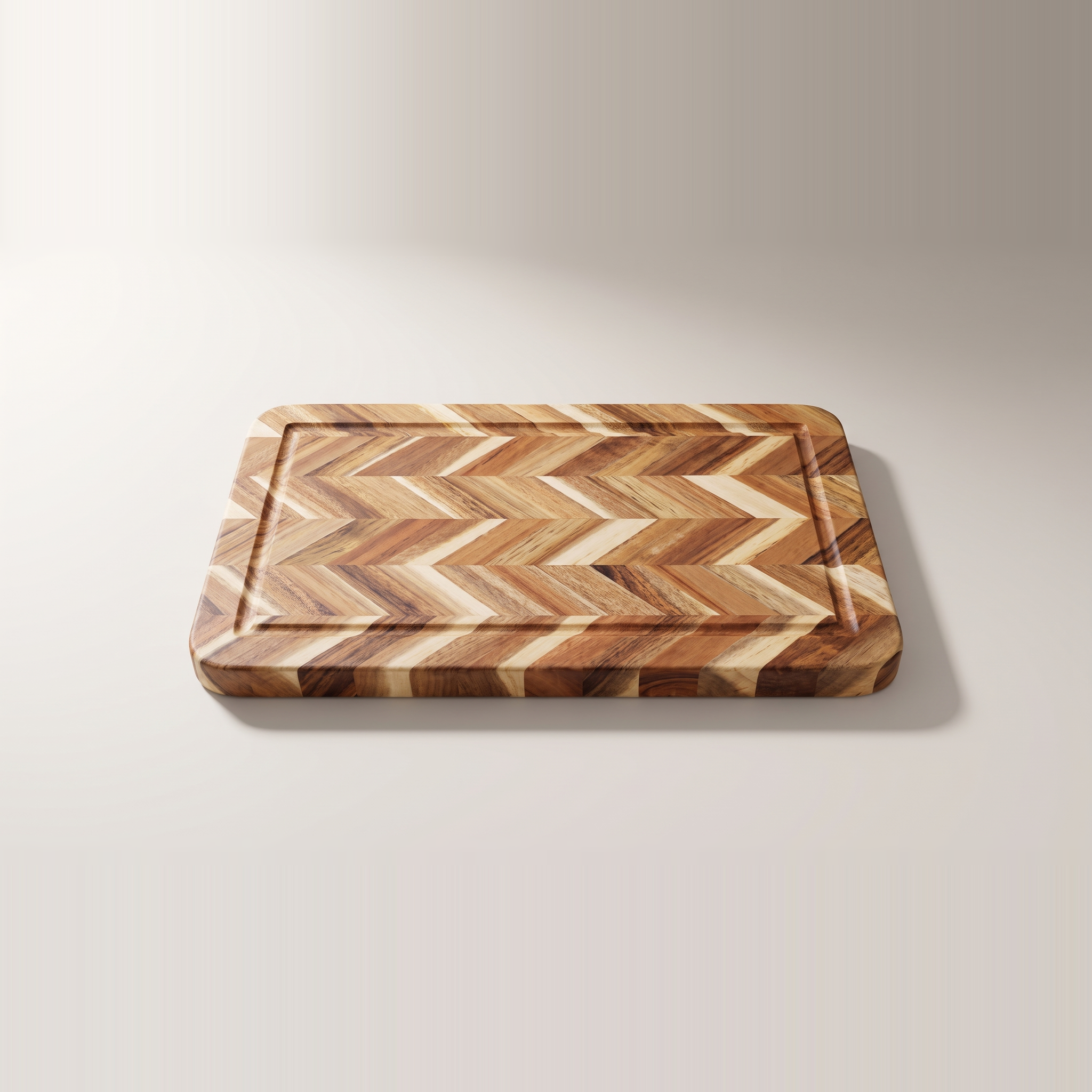 Planche à découper et de service rectangulaire en bois d'acacia avec motif à chevrons