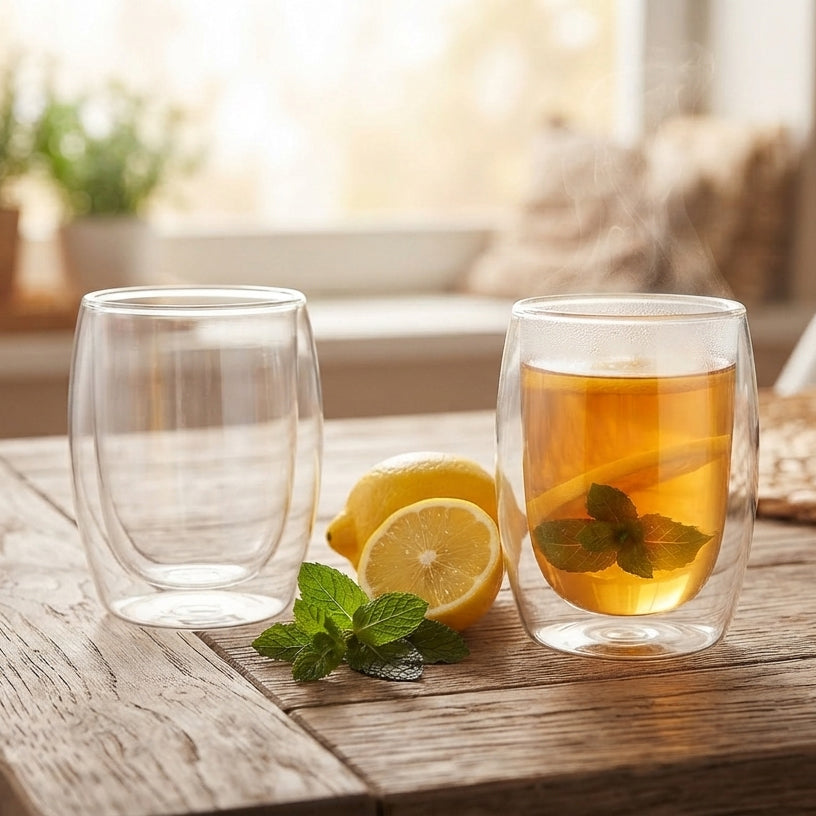 Set of 2 Double-Wall Glass Mugs — 350ml