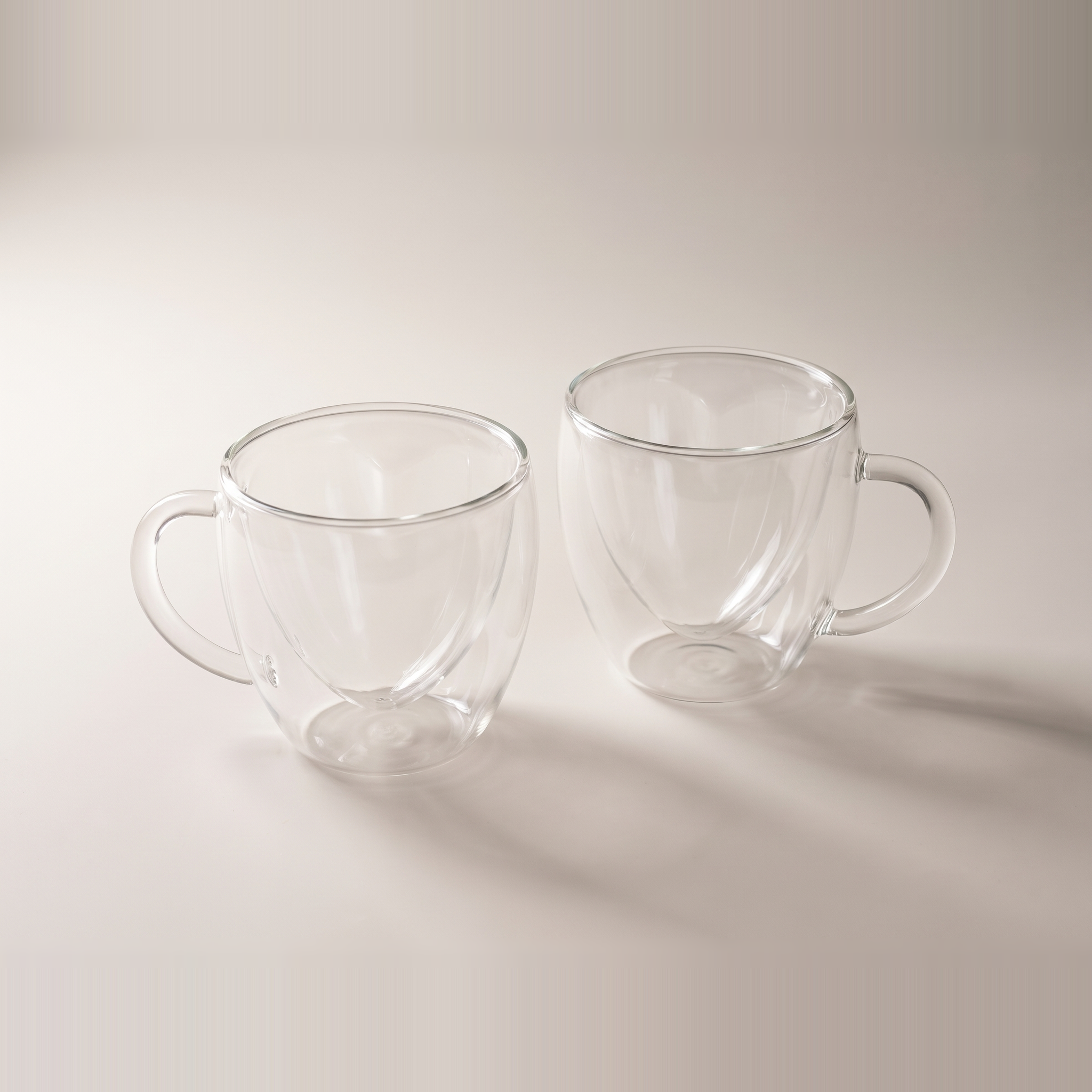 Tasses en verre à double paroi en forme de cœur 250 ml - Lot de 2