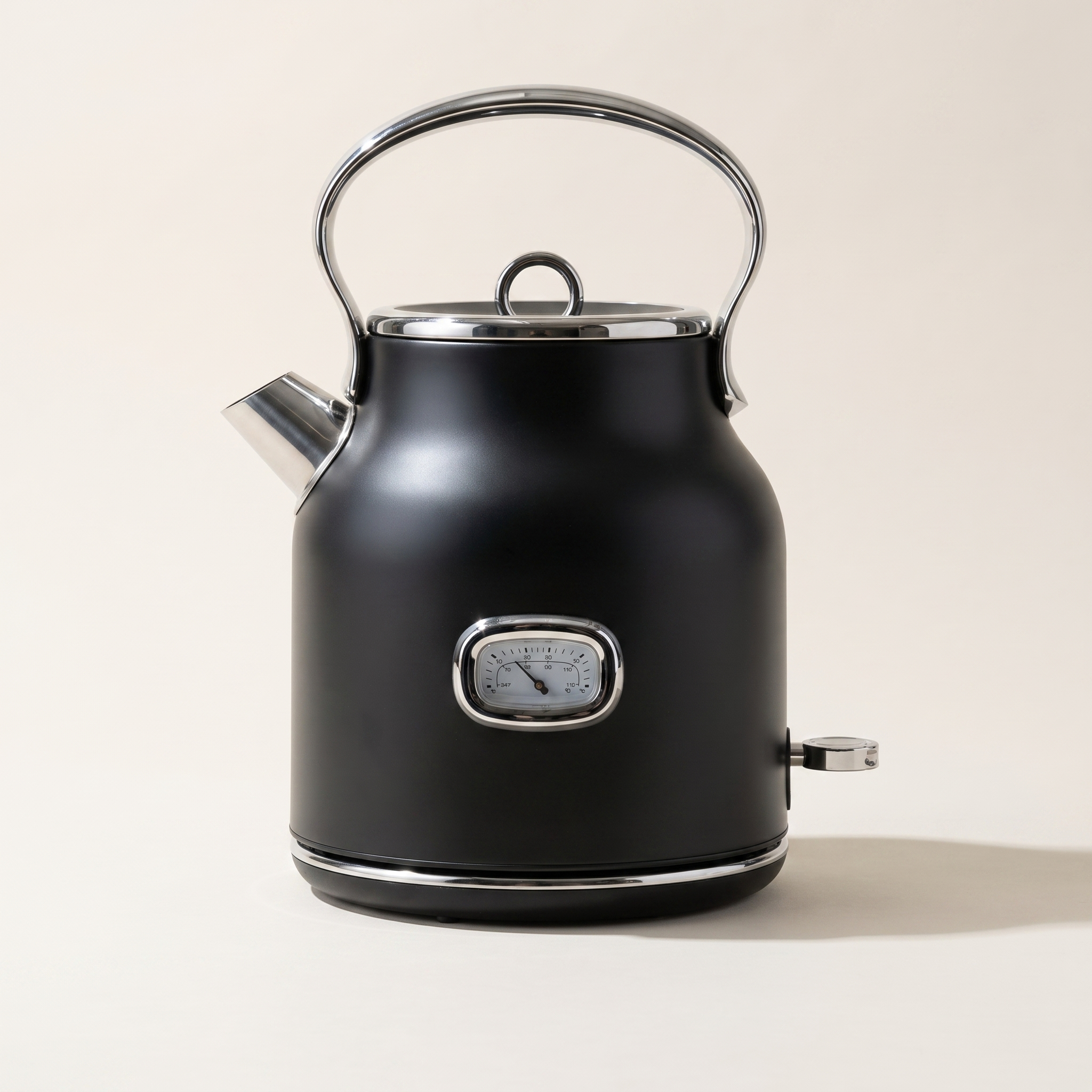 Bouilloire électrique rétro de 1,7 L avec témoin lumineux DEL bleu — Noir mat