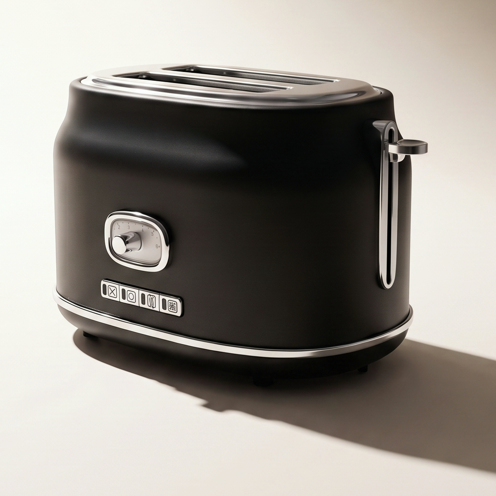 Retro 2-Slice Wide Slot Toaster with LED light indicator — Matte Black, 900W
