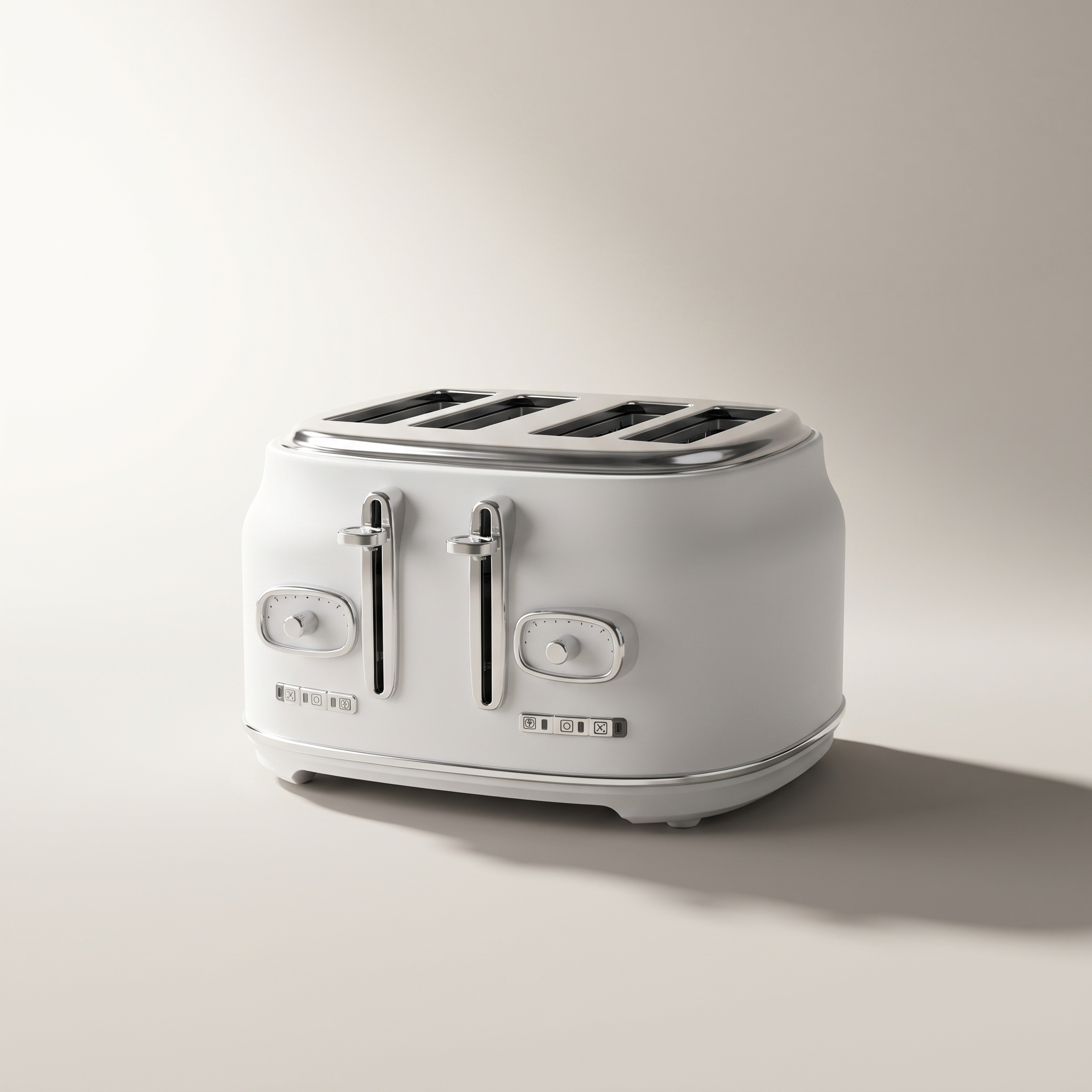 Grille-pain rétro à large fente pour 4 tranches avec voyant DEL — Blanc mat, 1500 W