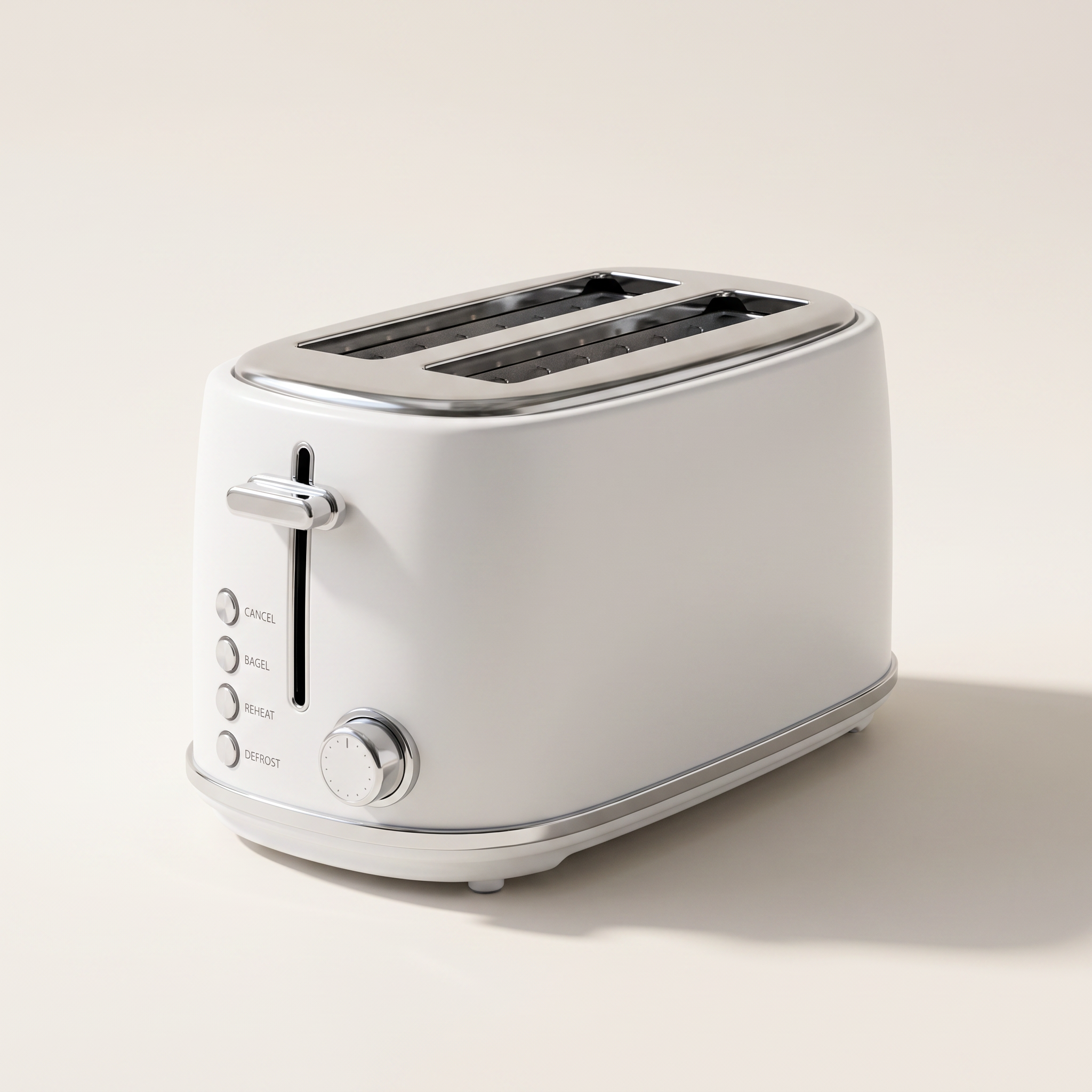 Retro 4-Slice Long-Slot Toaster with LED Light Indicator — Matte White, 1500W