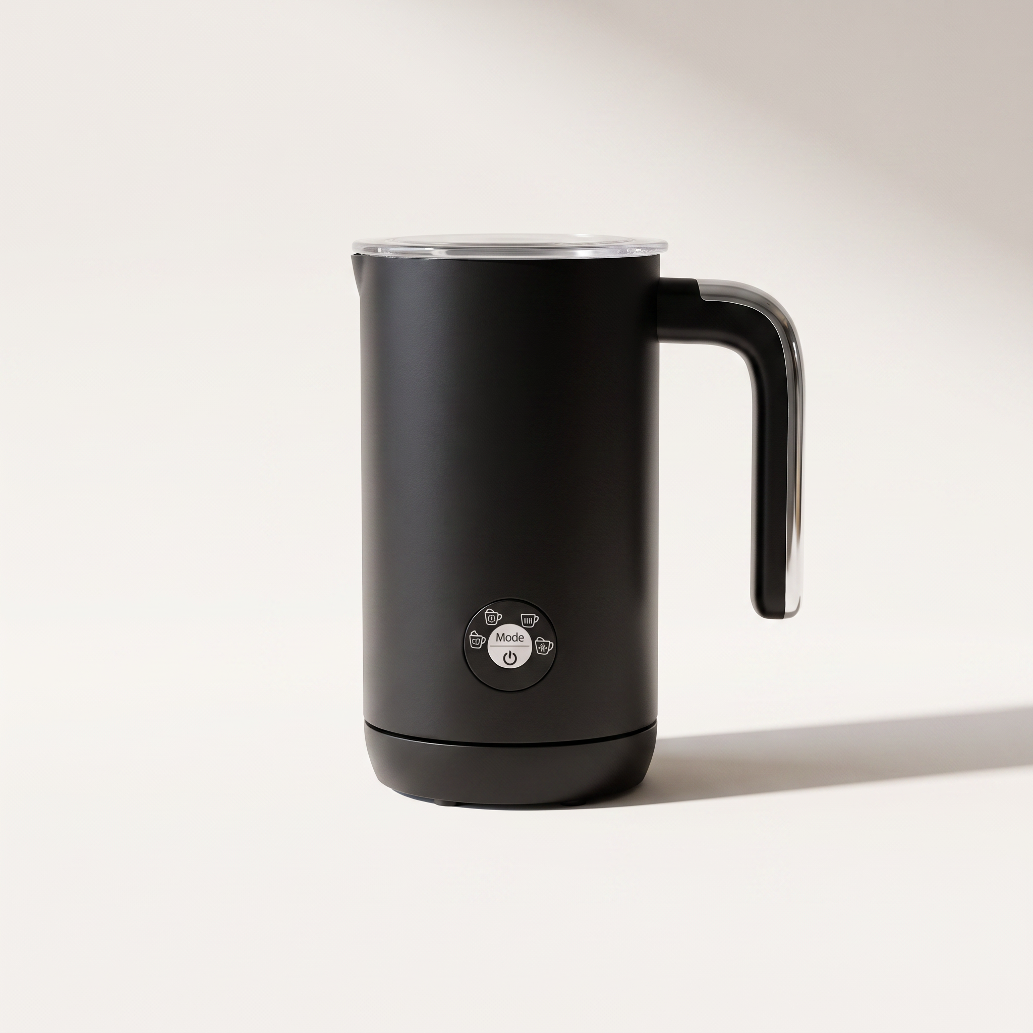 Retro Electric Milk Frother with Handle — Matte Black, 4 Modes