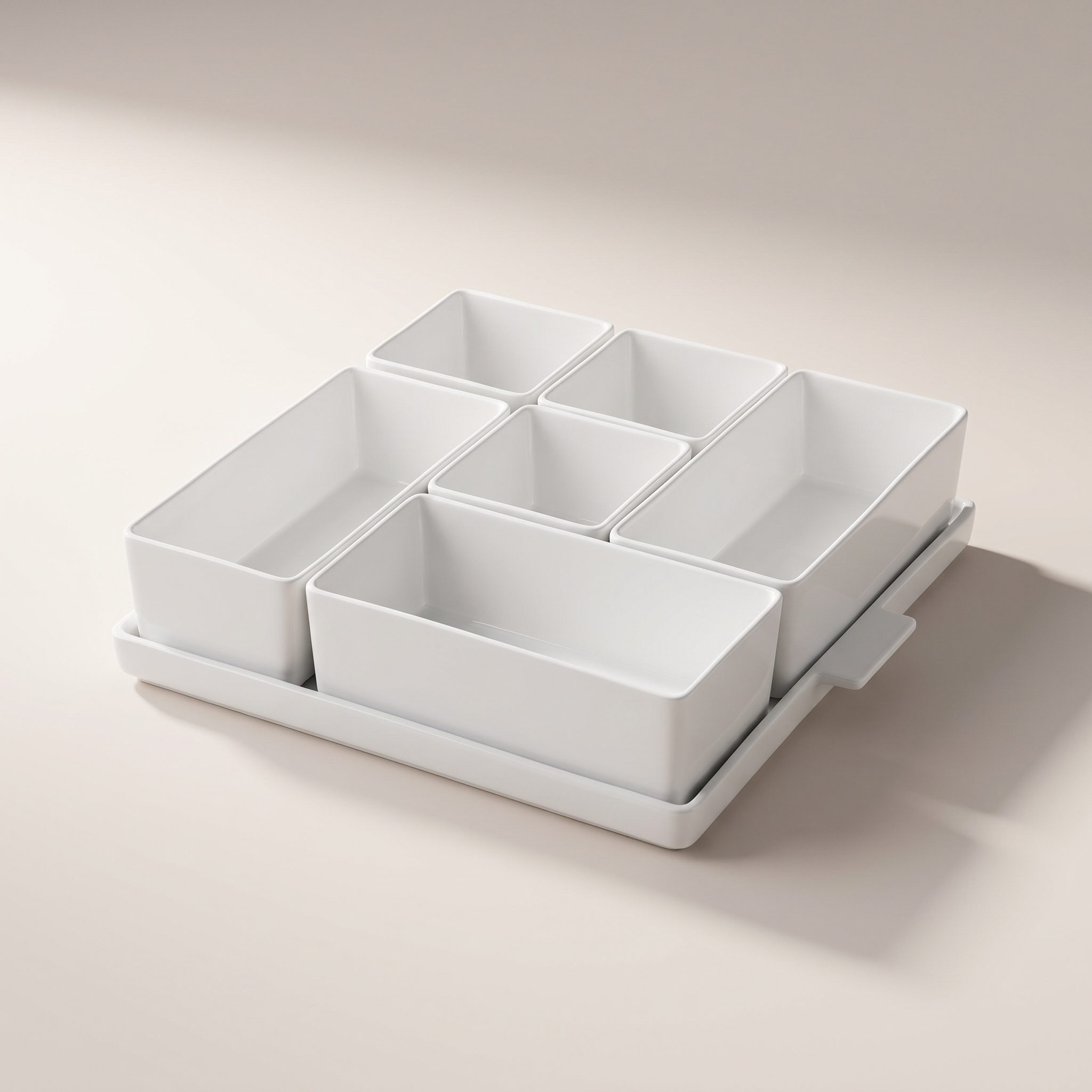 Ensemble de service JS Gourmet 7 pièces en porcelaine blanche avec plateau en ardoise