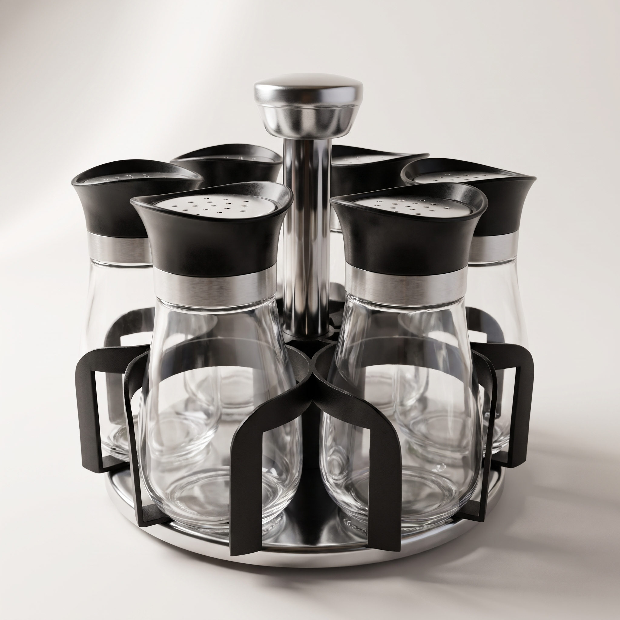 Support à épices rotatif avec 6 pots en verre — rotation à 360°