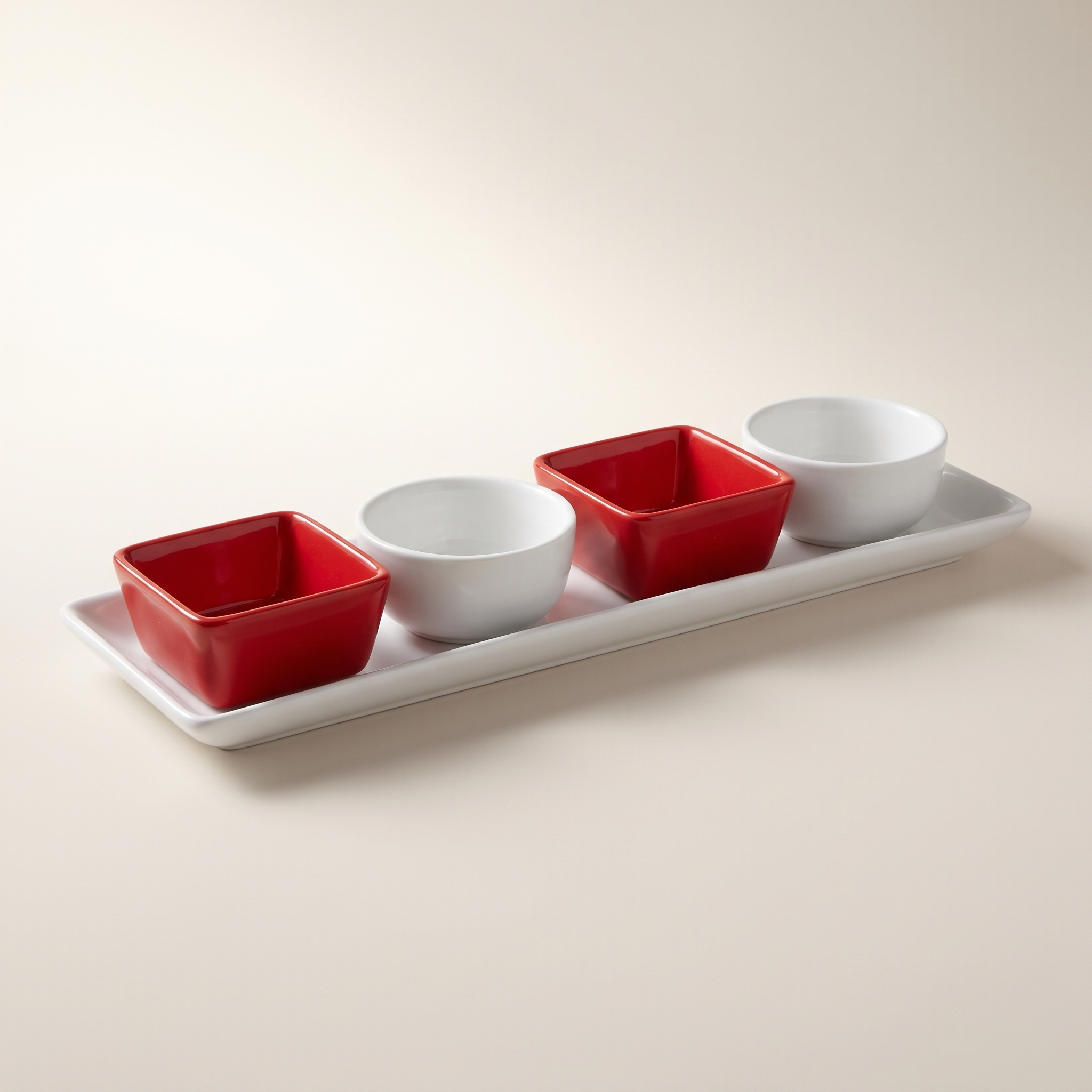 Mini bols de Noël JS Gourmet en porcelaine avec plateau en céramique (ensemble de 5 pièces)