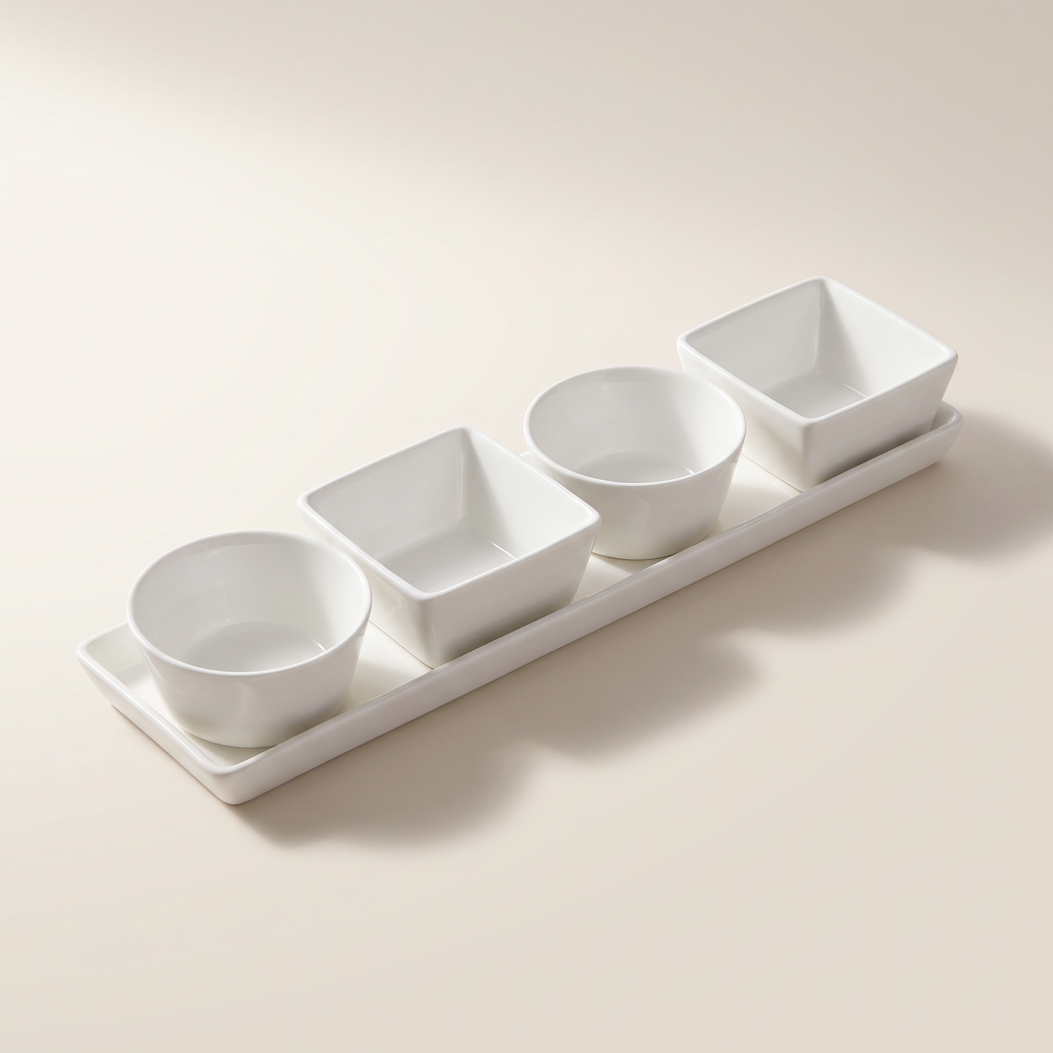 Mini-bols en porcelaine JS Gourmet avec plateau en céramique (ensemble de 5 pièces pour hôtes)