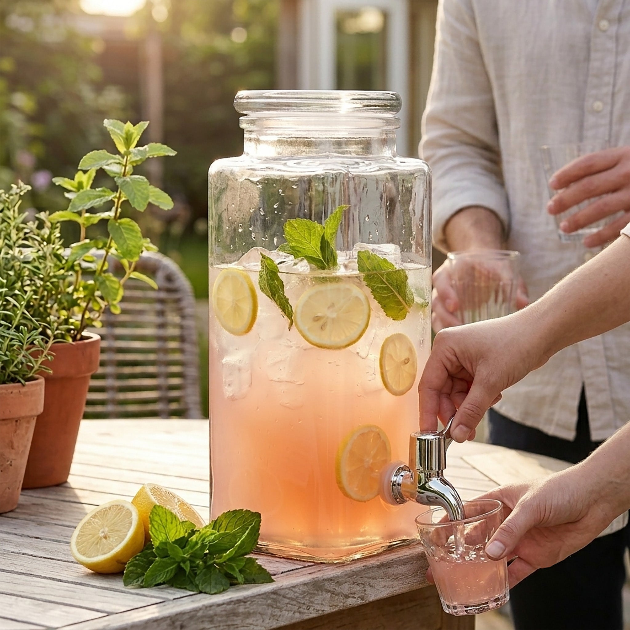 JS Gourmet Slim Glass Beverage Dispenser, 1.6 L