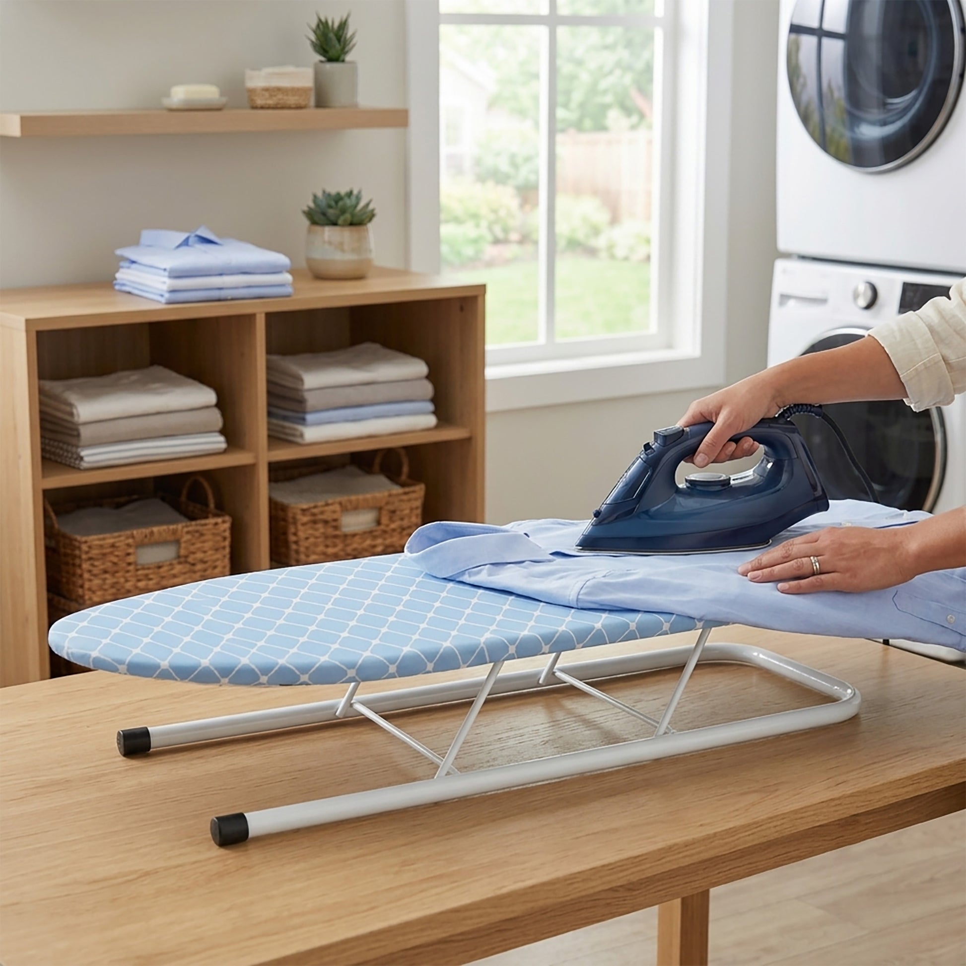 JS Maison Portable Tabletop Ironing Board with Iron Rest