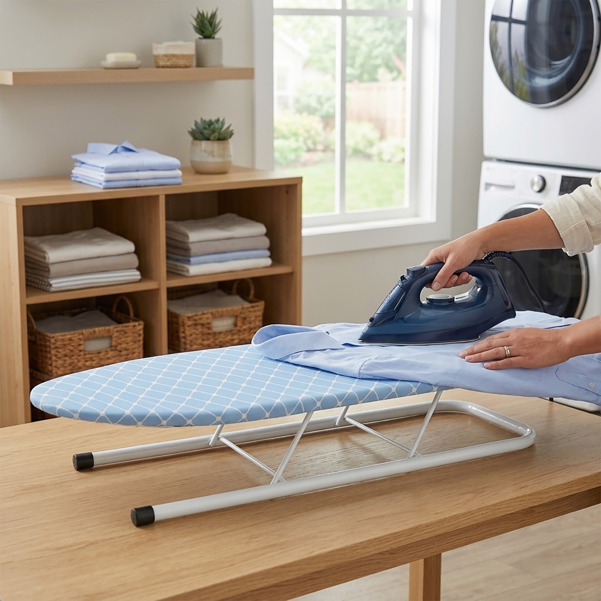 JS Maison Portable Tabletop Ironing Board with Iron Rest