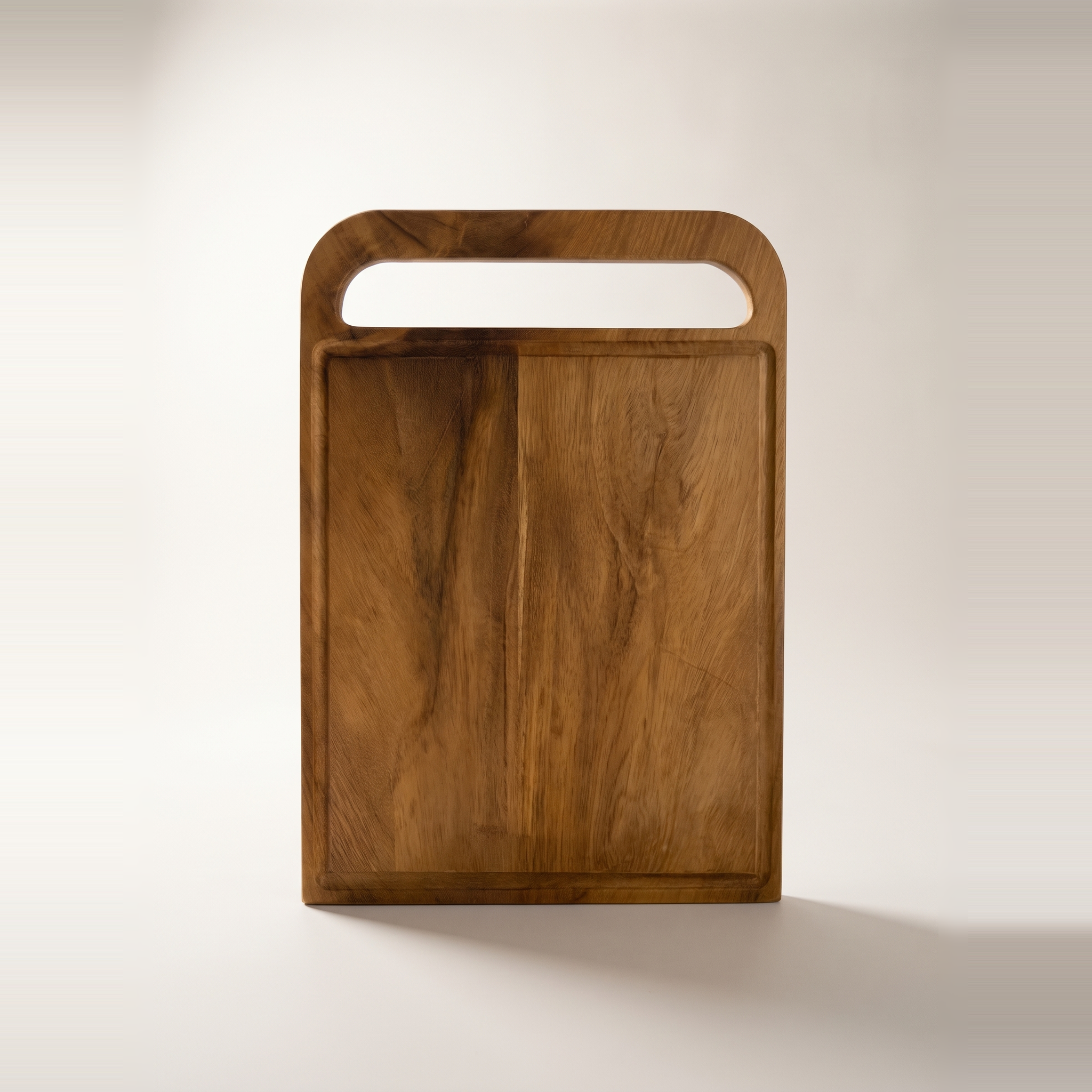 Grande planche à découper et de service réversible 2 en 1 en bois de teck avec poignée intégrée