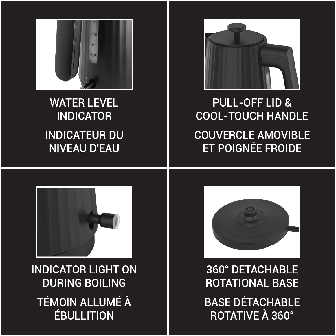 1.7L electric kettle with 1500W power, Strix controller