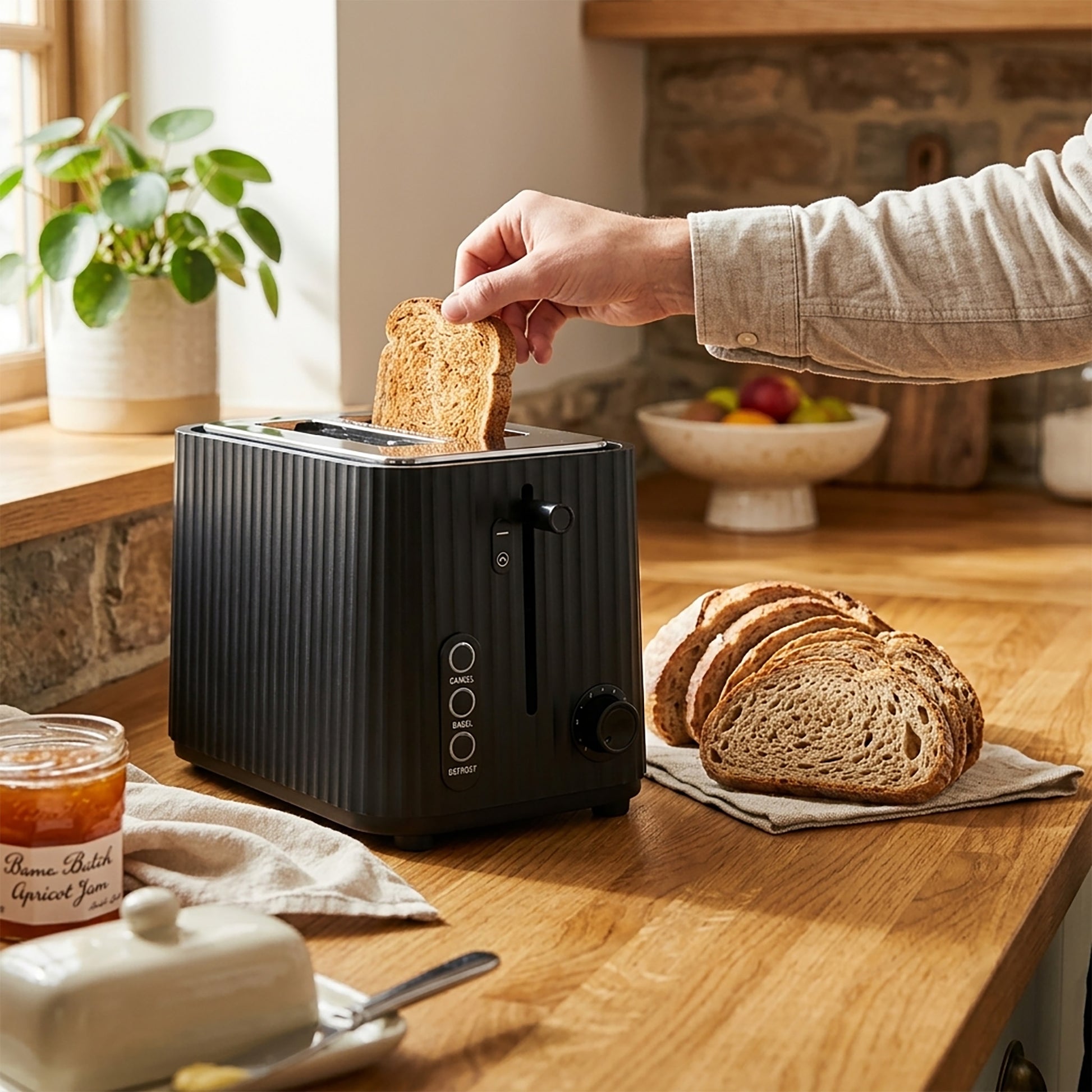 Black Retro Toaster — lifestyle