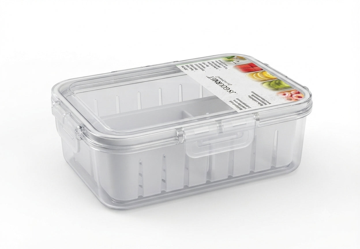 Multifunctional Snack Box with 2 Compartments, 24 x 17 x 7 cm packaging