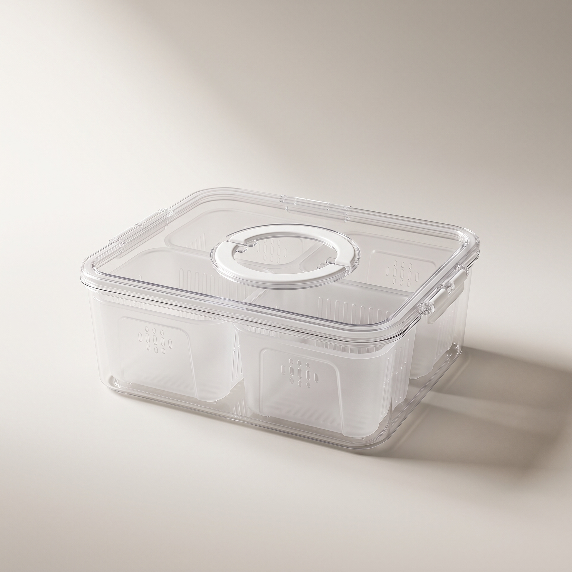 Multifunctional Snack Box with 4 Compartments & Handles