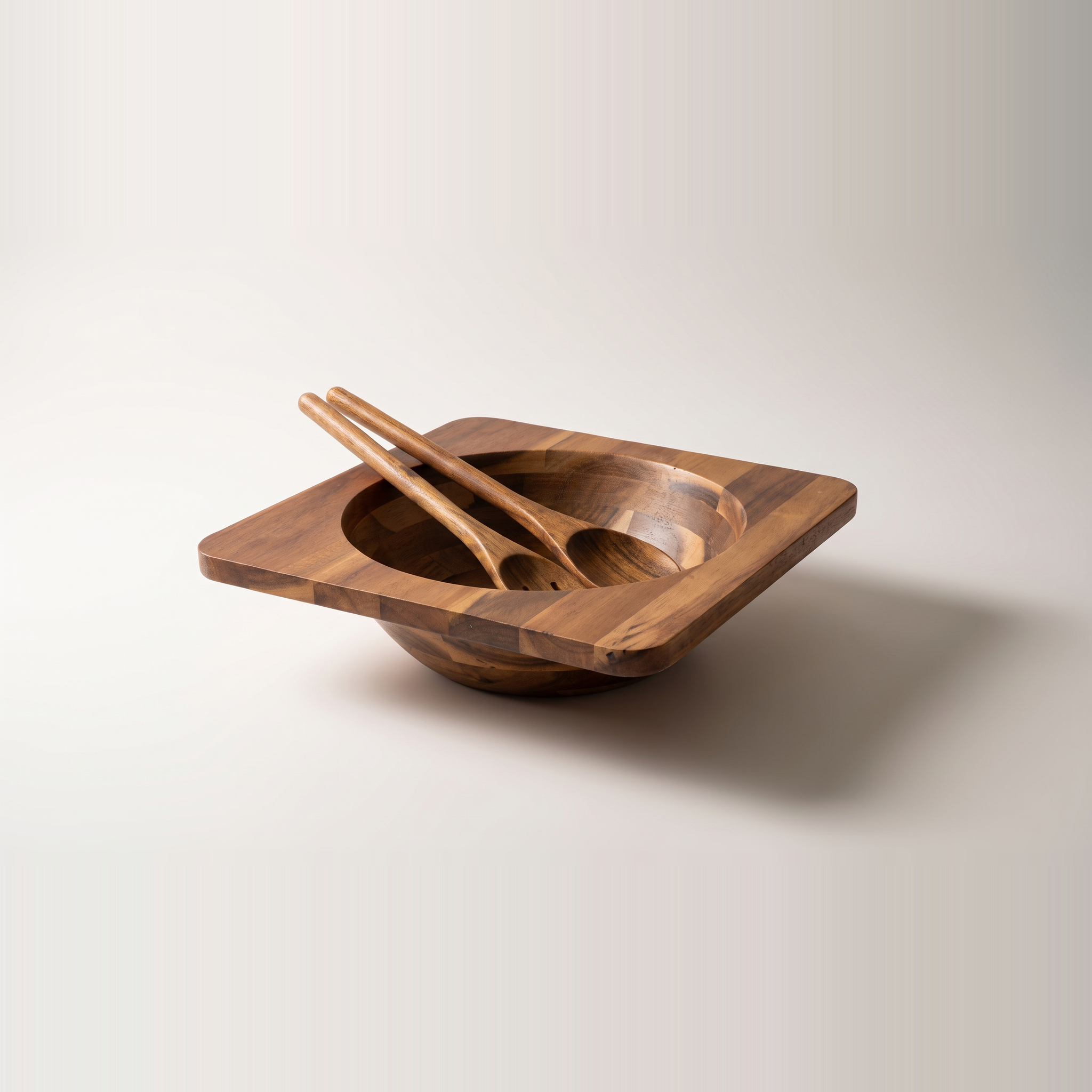 Service à salade 3 pièces en bois d'acacia de qualité supérieure avec cuillère et fourchette de service