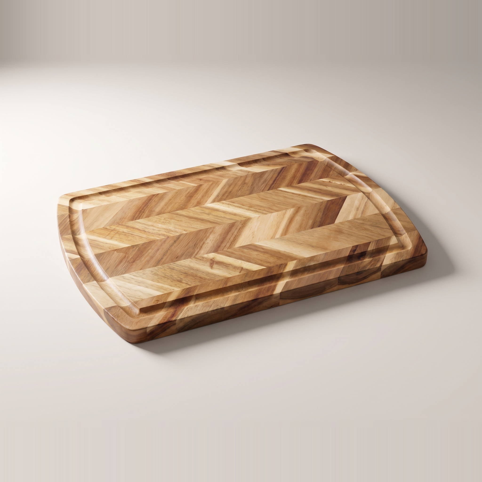 Grande planche à découper, à sculpter et de service 3-en-1 en bois d'acacia avec motif « W » — 48 x 33 cm