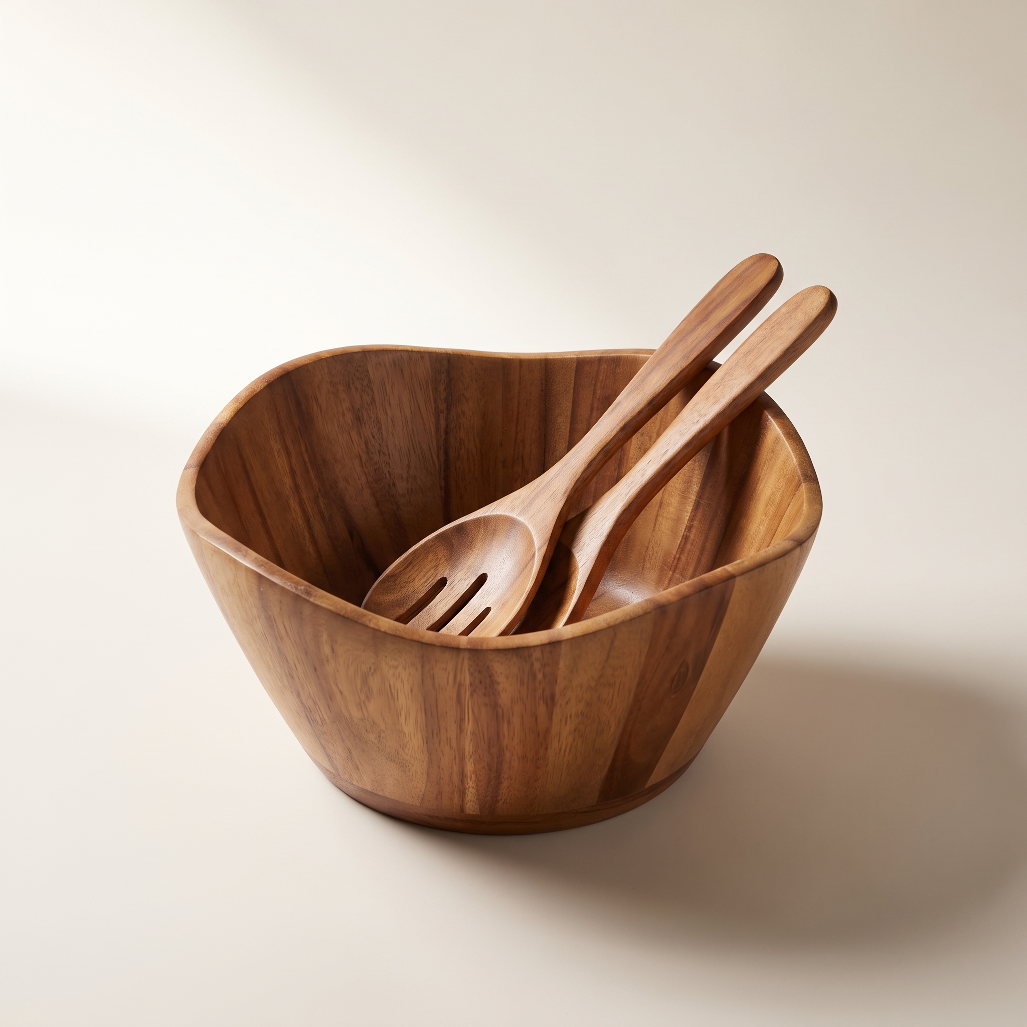 Plat de service JS Gourmet en bois d'acacia avec bord festonné — 32,5 cm de diamètre x 15,5 cm de profondeur