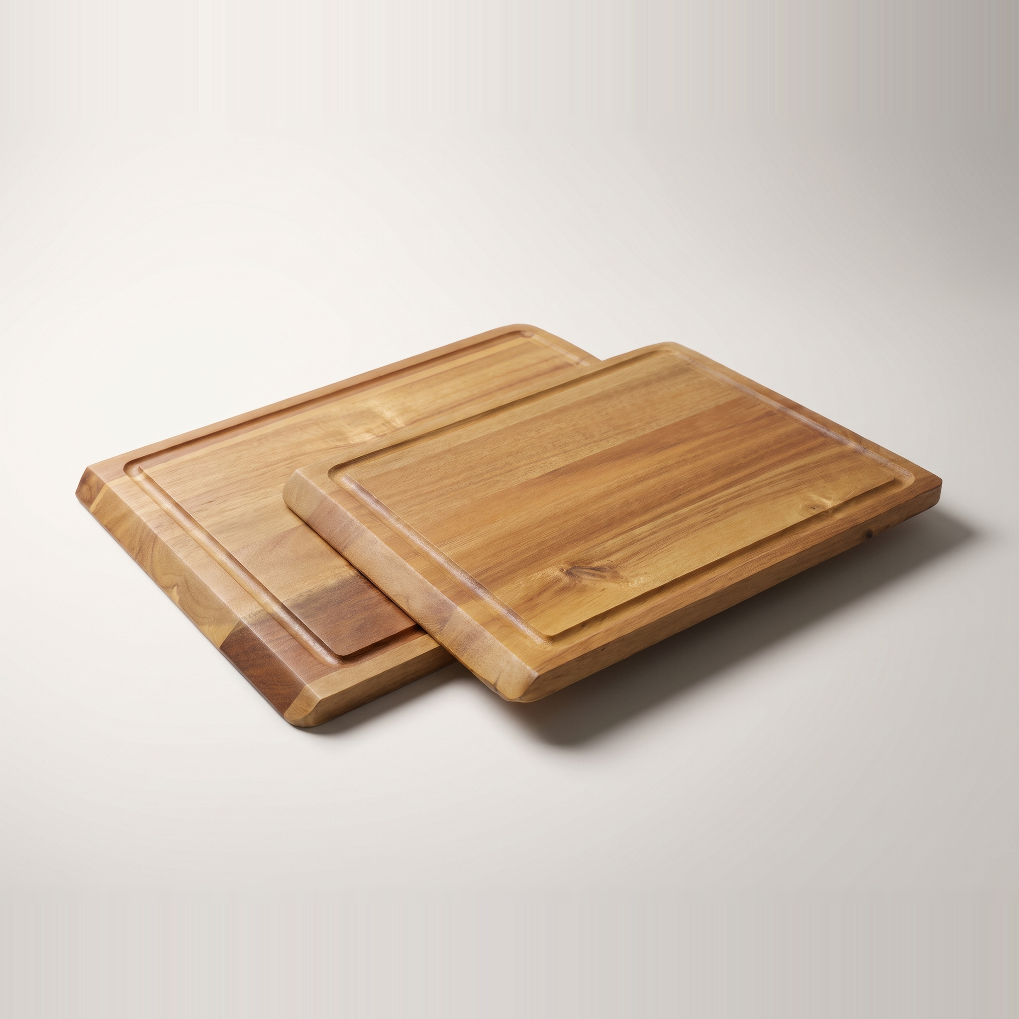 Lot de 2 planches à découper en bois d'acacia avec rainure à jus — 33 cm et 38 cm