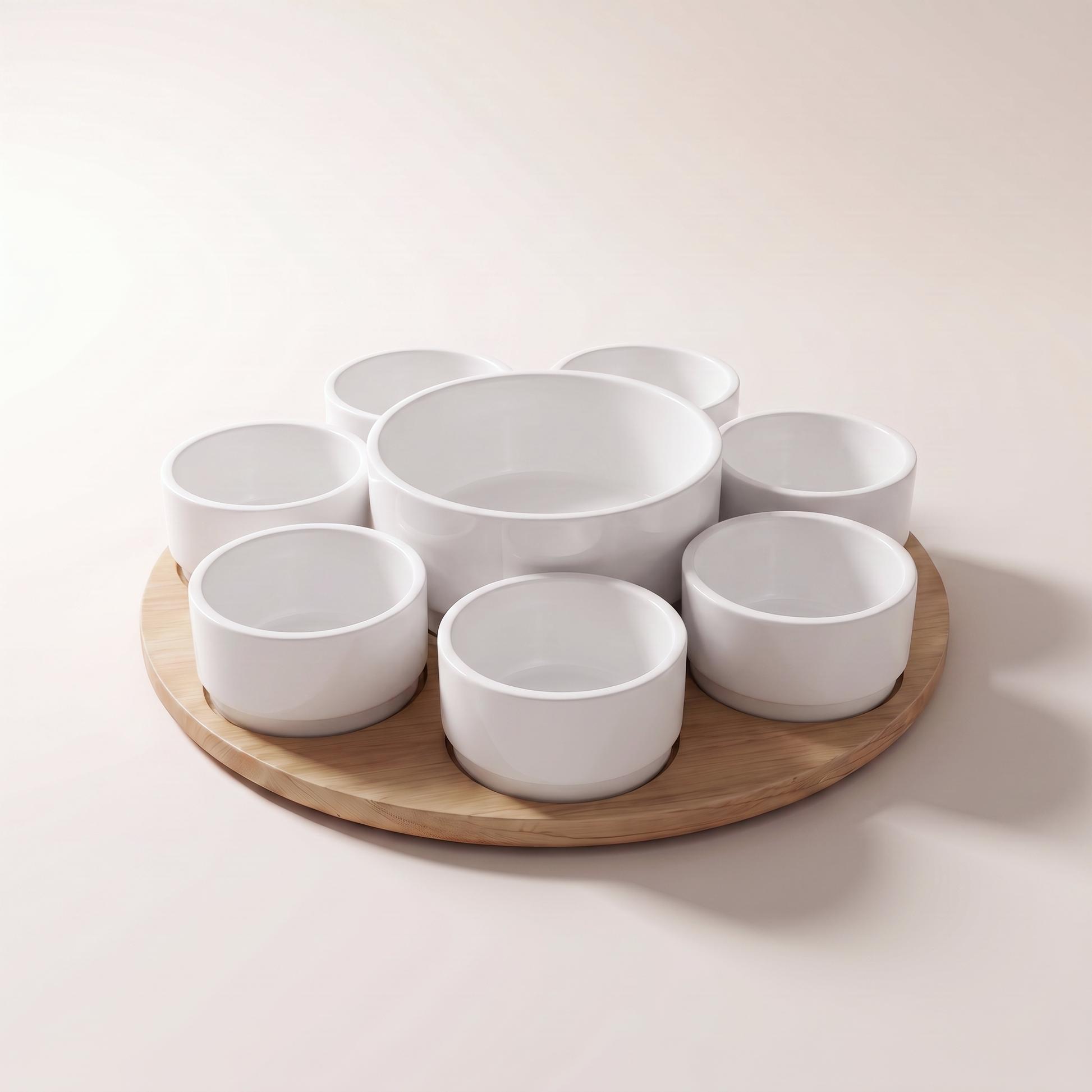 Set of 4 round nested food storage containers with clear-centre coloured lids