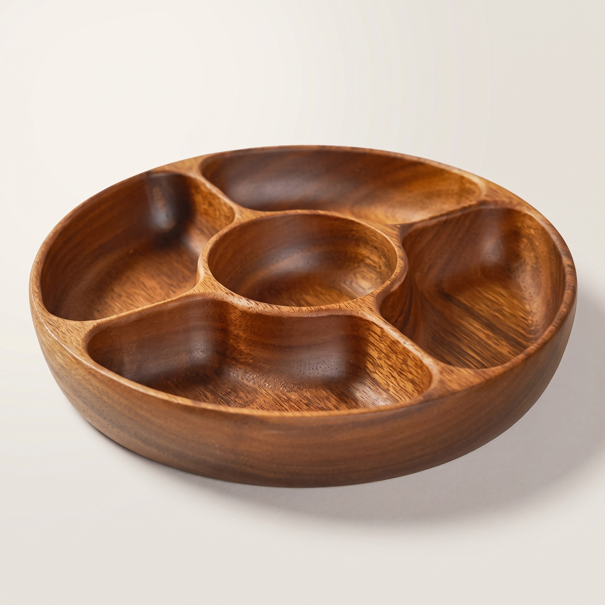 Plateau de service en bois d'acacia avec 5 compartiments — 29 x 29 cm (JS Gourmet)