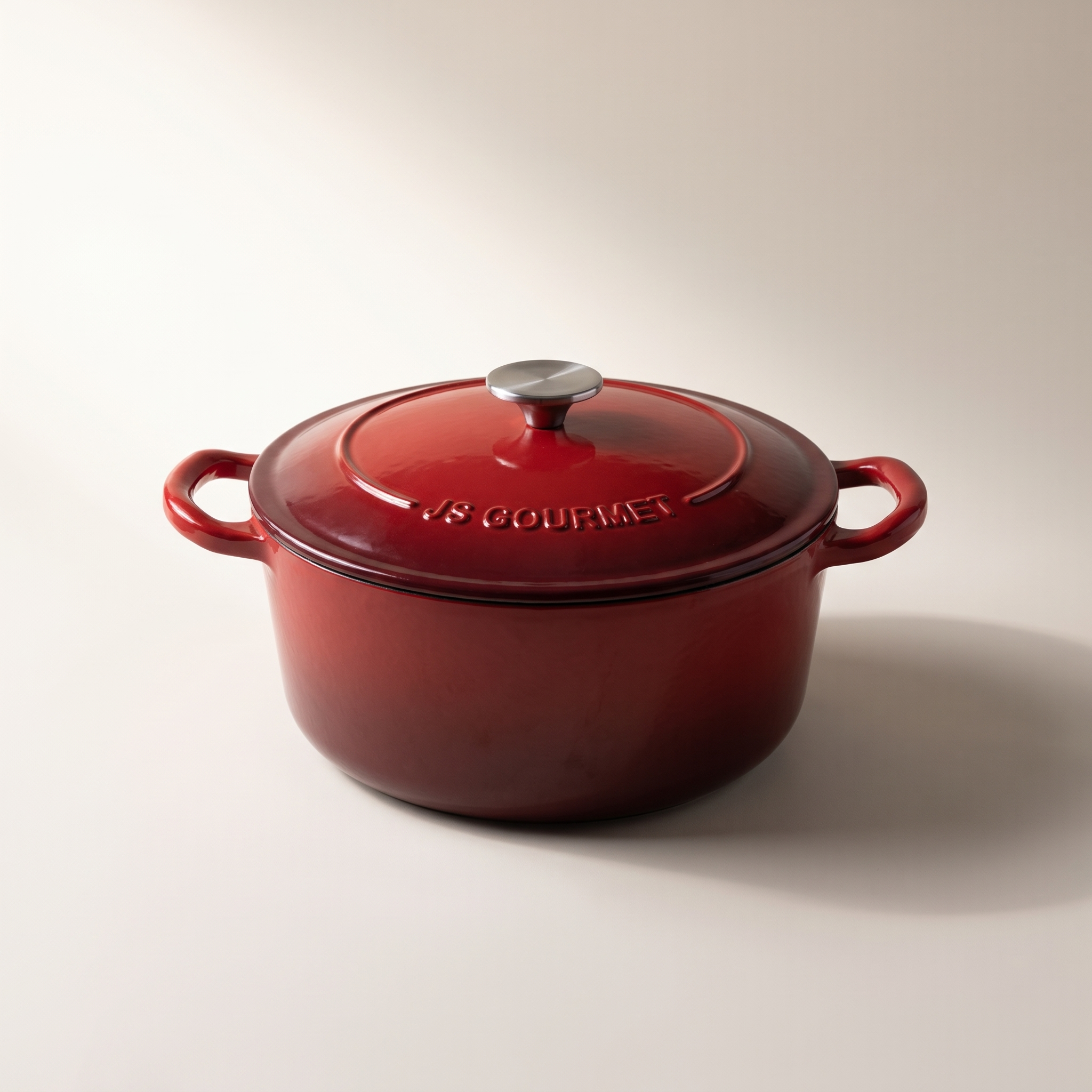 Enameled Cast Iron Round Dutch Oven — Cherry Red, 6.2 L (6.6 qt)
