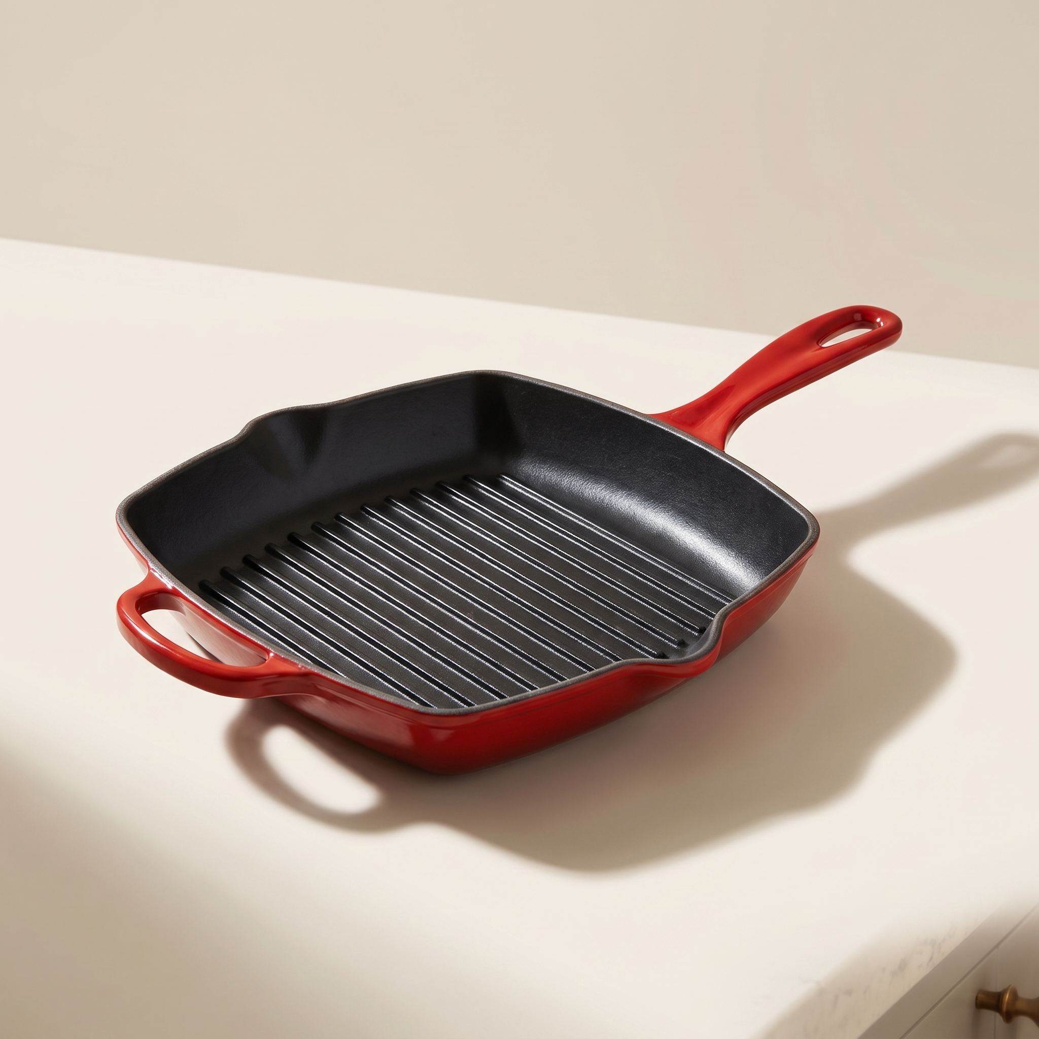 Enameled Cast Iron Square Grill Pan — Cherry Red, 27 cm (10.6")