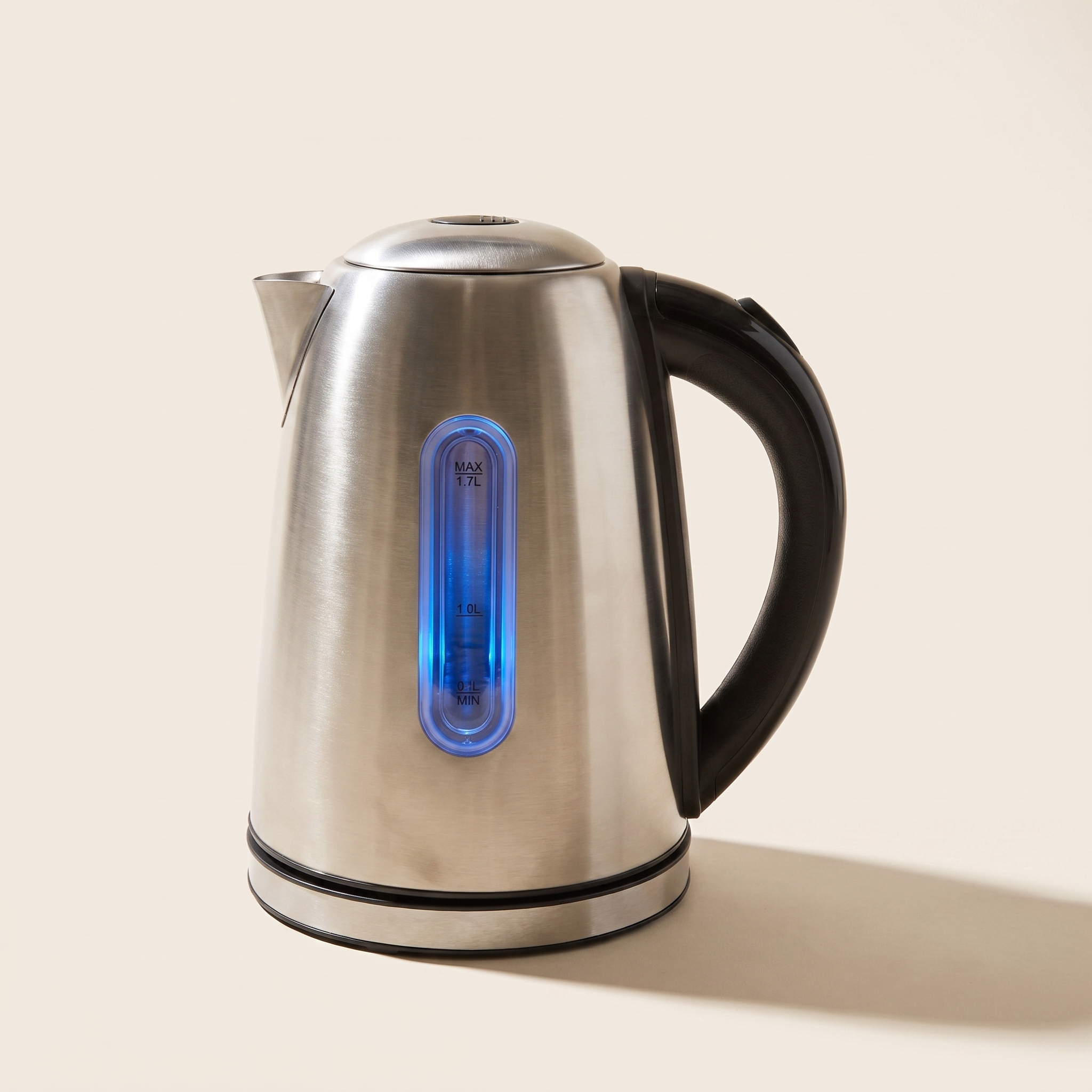 Bouilloire électrique en acier inoxydable avec éclairage DEL bleu, 1100 W— 1,7 L
