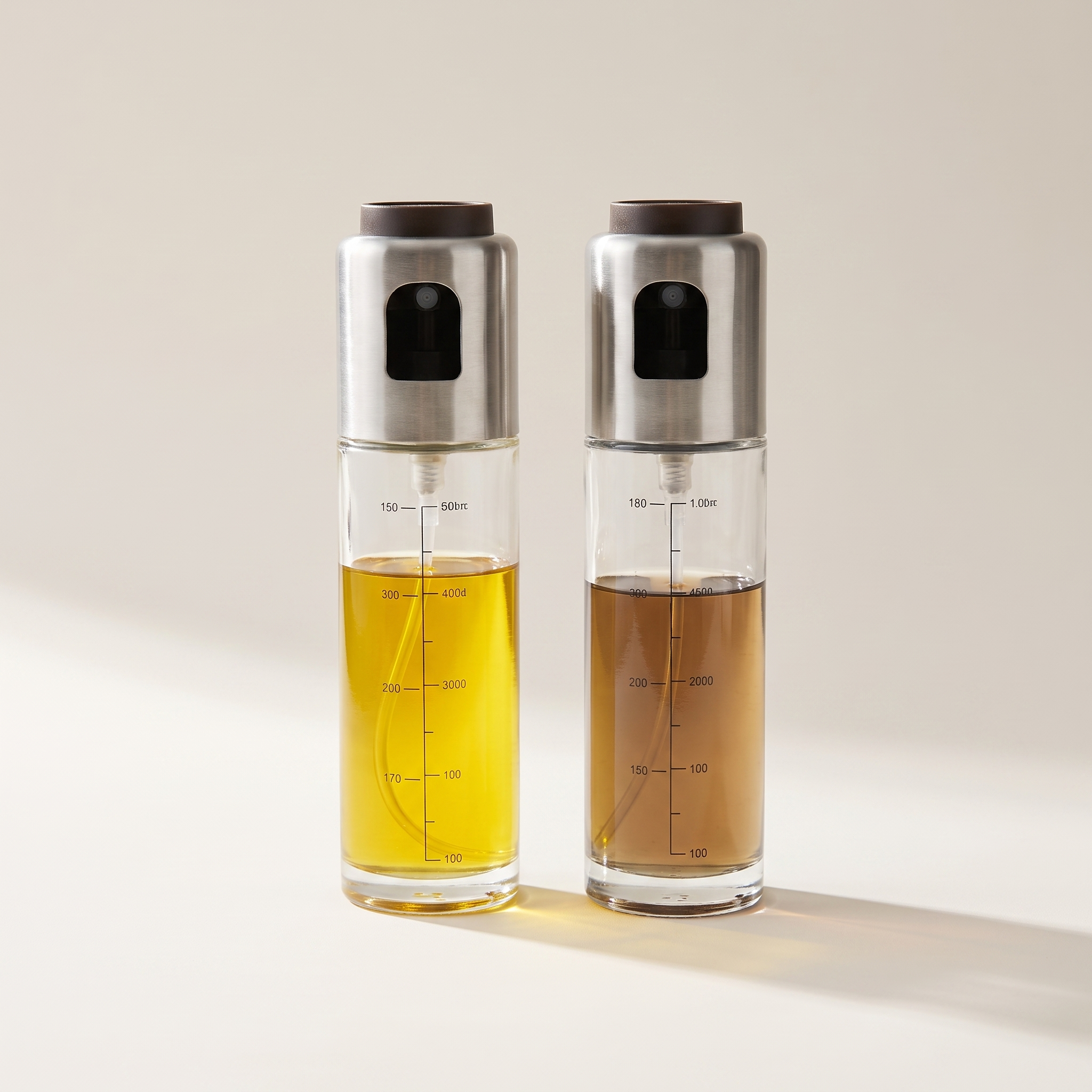 Oil & Vinegar Sprayer Set — Glass & Stainless Steel, Set of 2