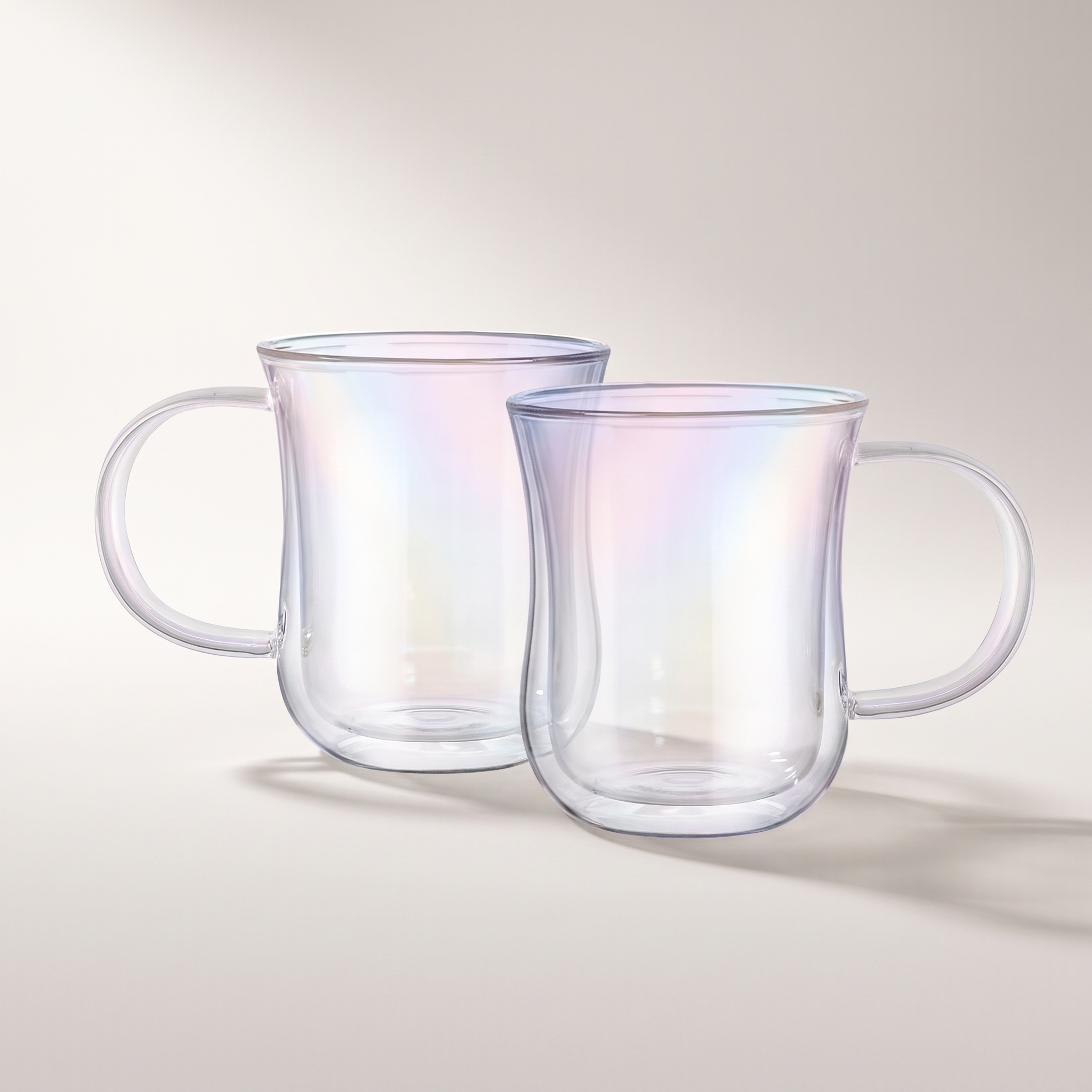 Tasses en verre nacré à double paroi — Lot de 2, 250 ml