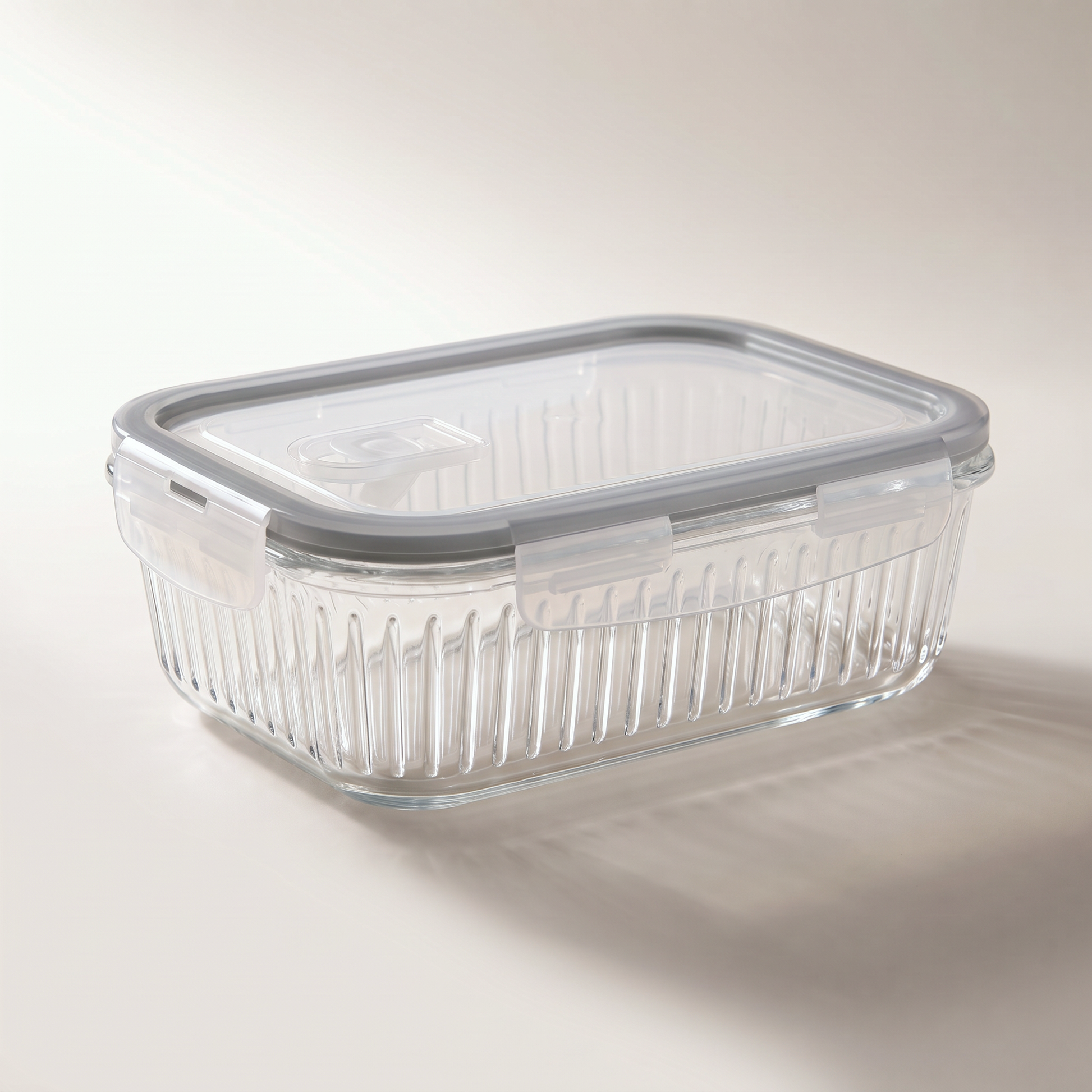 Set of 4 round nested food storage containers with clear-centre coloured lids