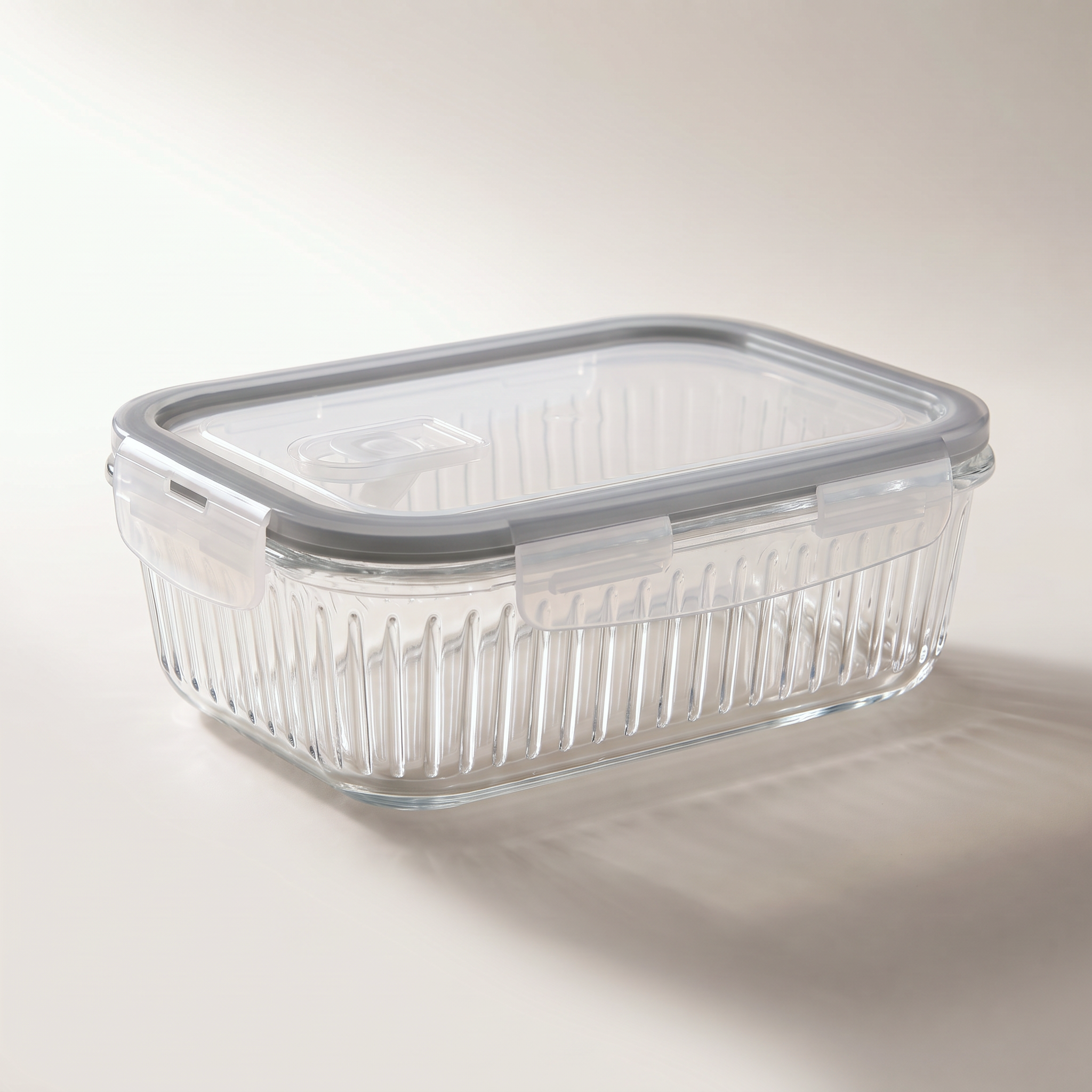Set of 4 round nested food storage containers with clear-centre coloured lids