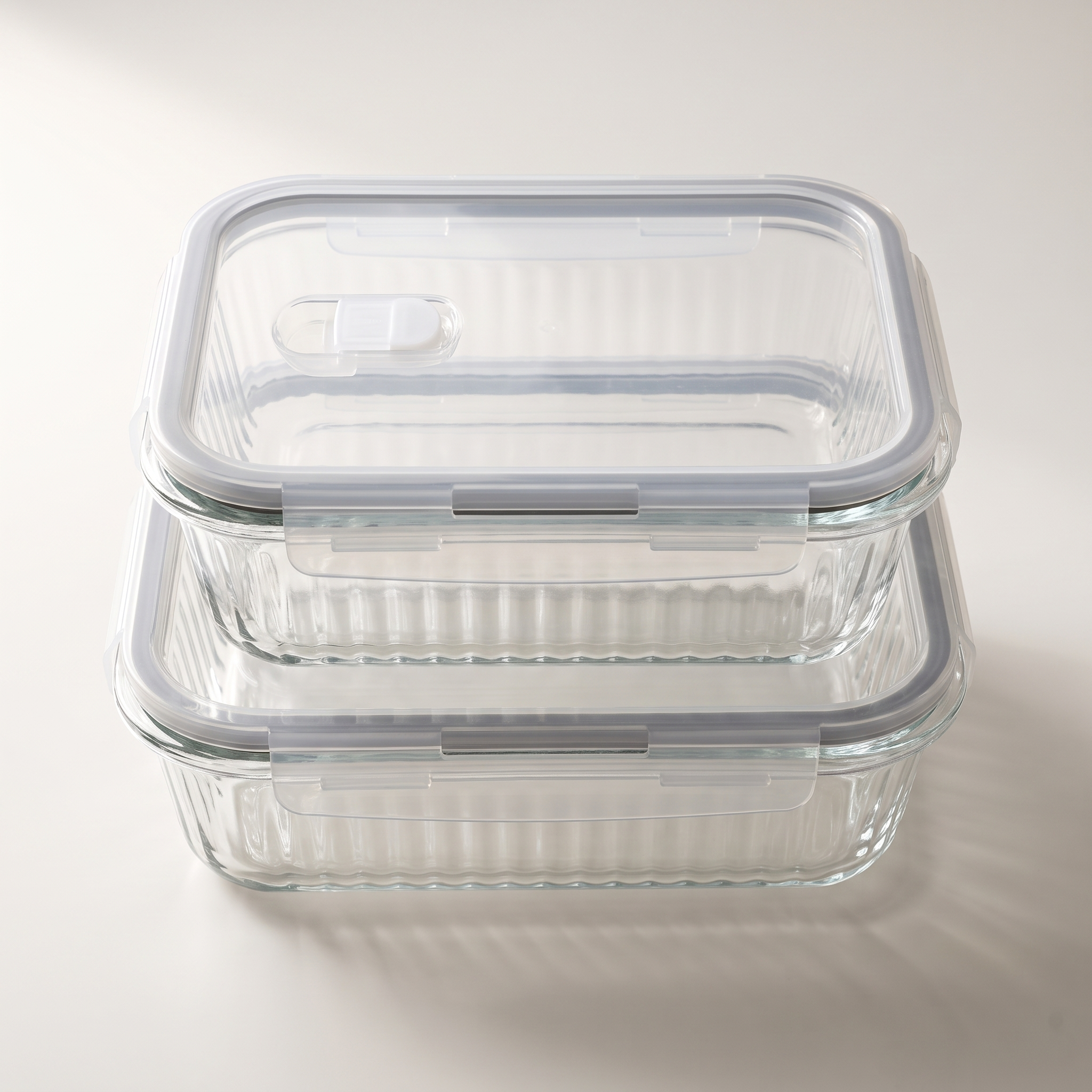 Récipients alimentaires en verre borosilicate JS Gourmet avec couvercles à évent – Lot de 2 (1520 ml et 1040 ml)