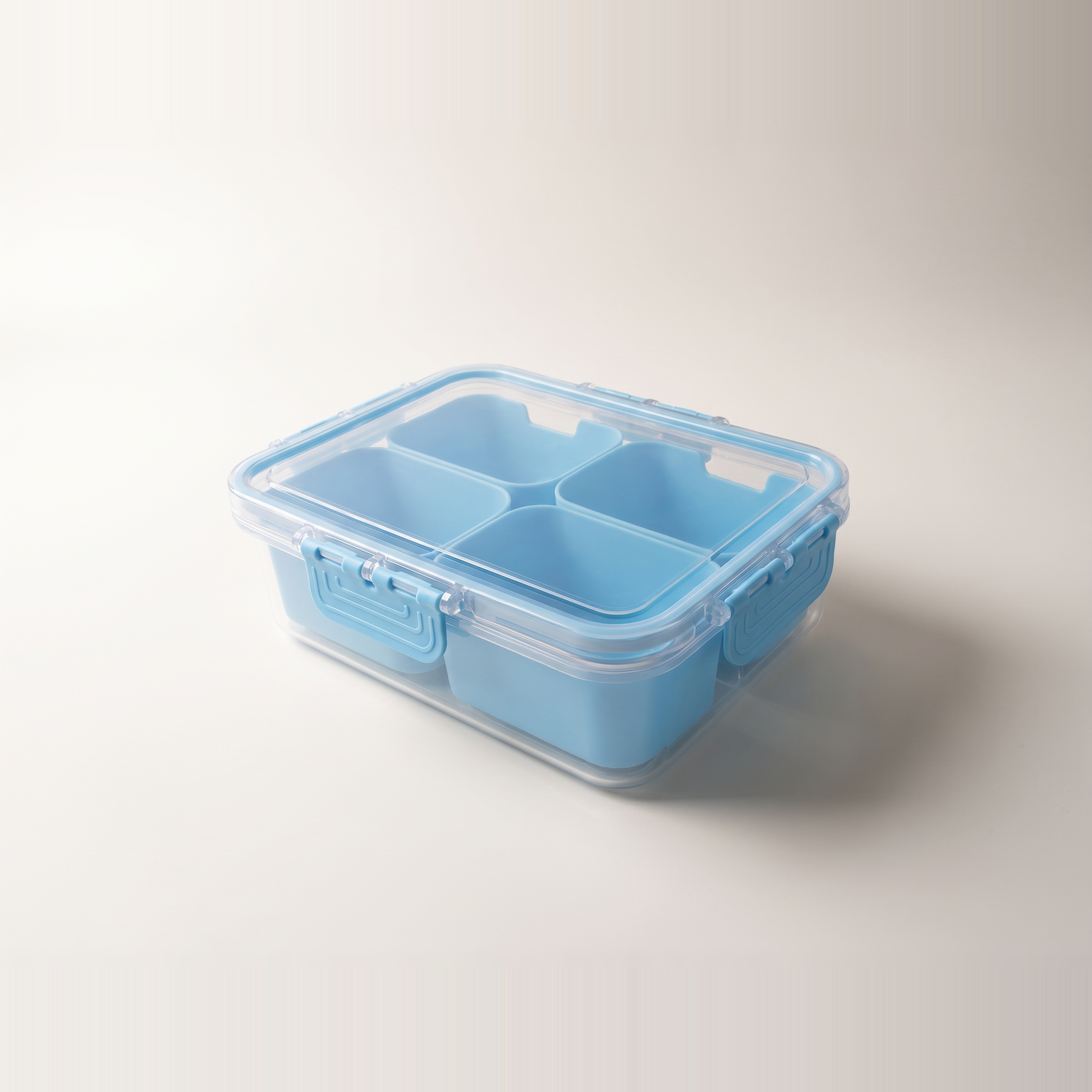Boîte à goûter JS Gourmet 4 compartiments avec poignée — Bleue
