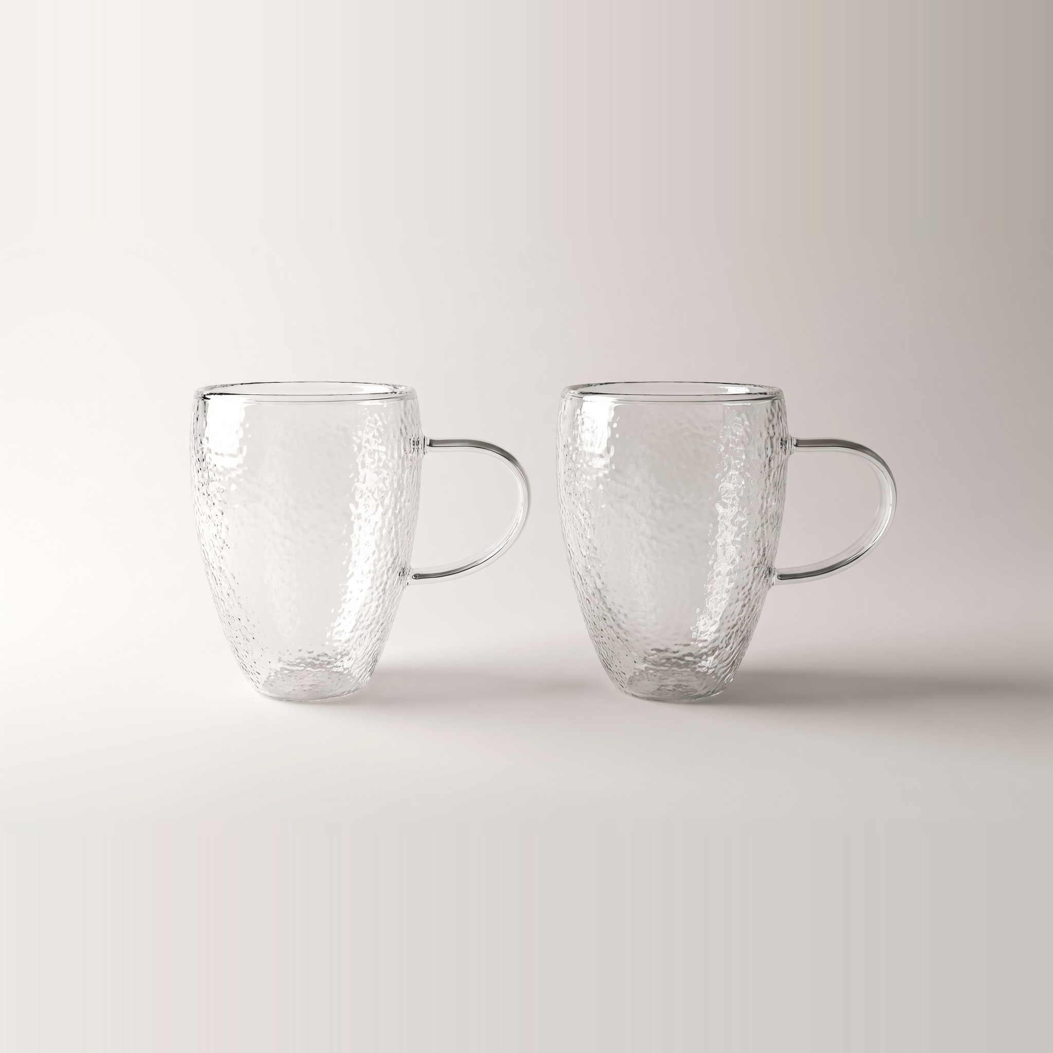 Tasses en verre à double paroi avec texture martelée — Lot de 2, 350 ml