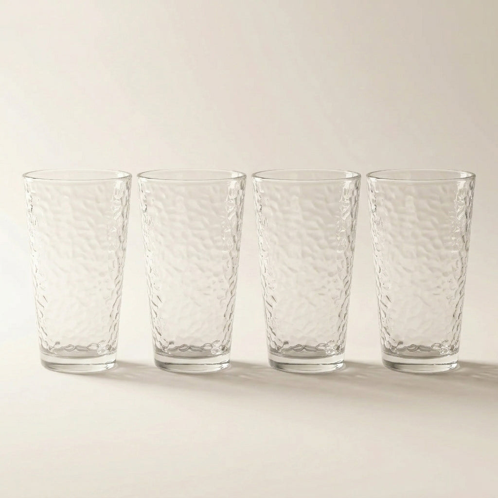Hammered Highball Glasses — Set of 4, 470 ml (16 oz)