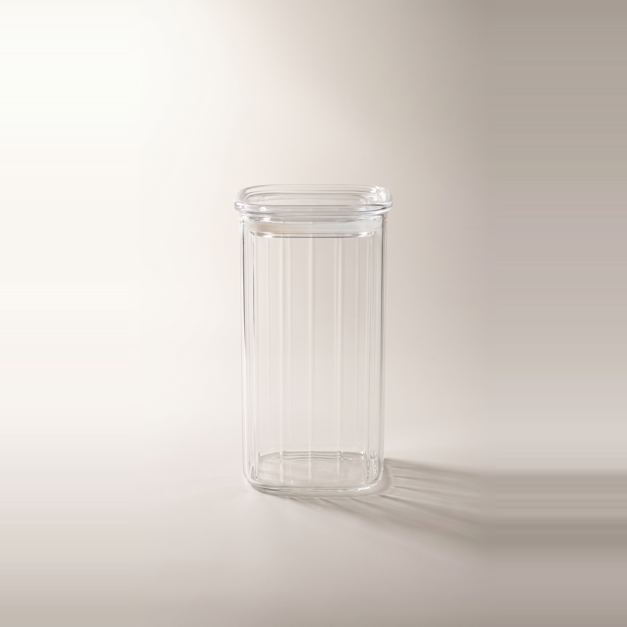 Bocal carré en verre borosilicate à larges rayures, 1050 ml