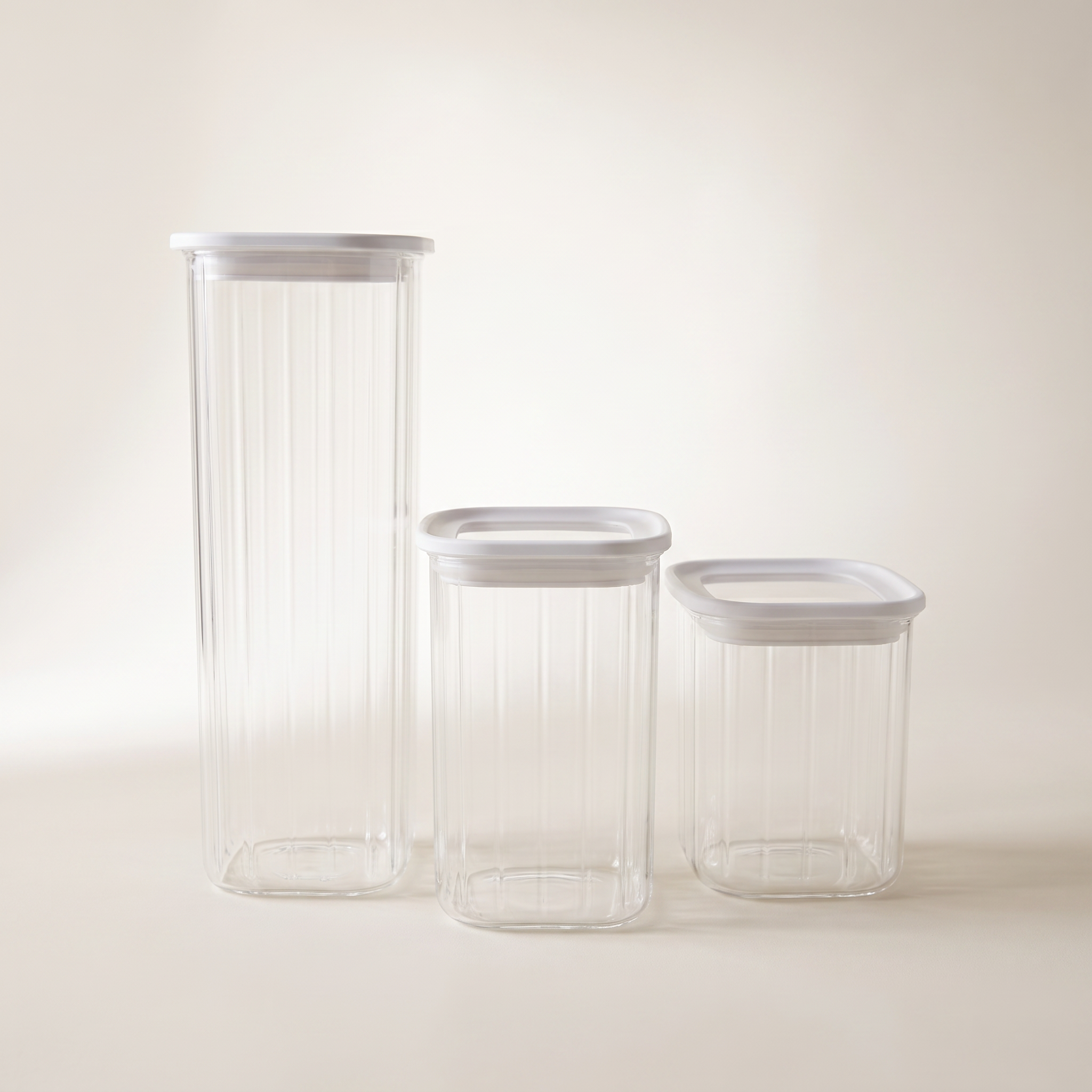 Bocaux carrés en verre borosilicaté à larges rayures (3 pièces)