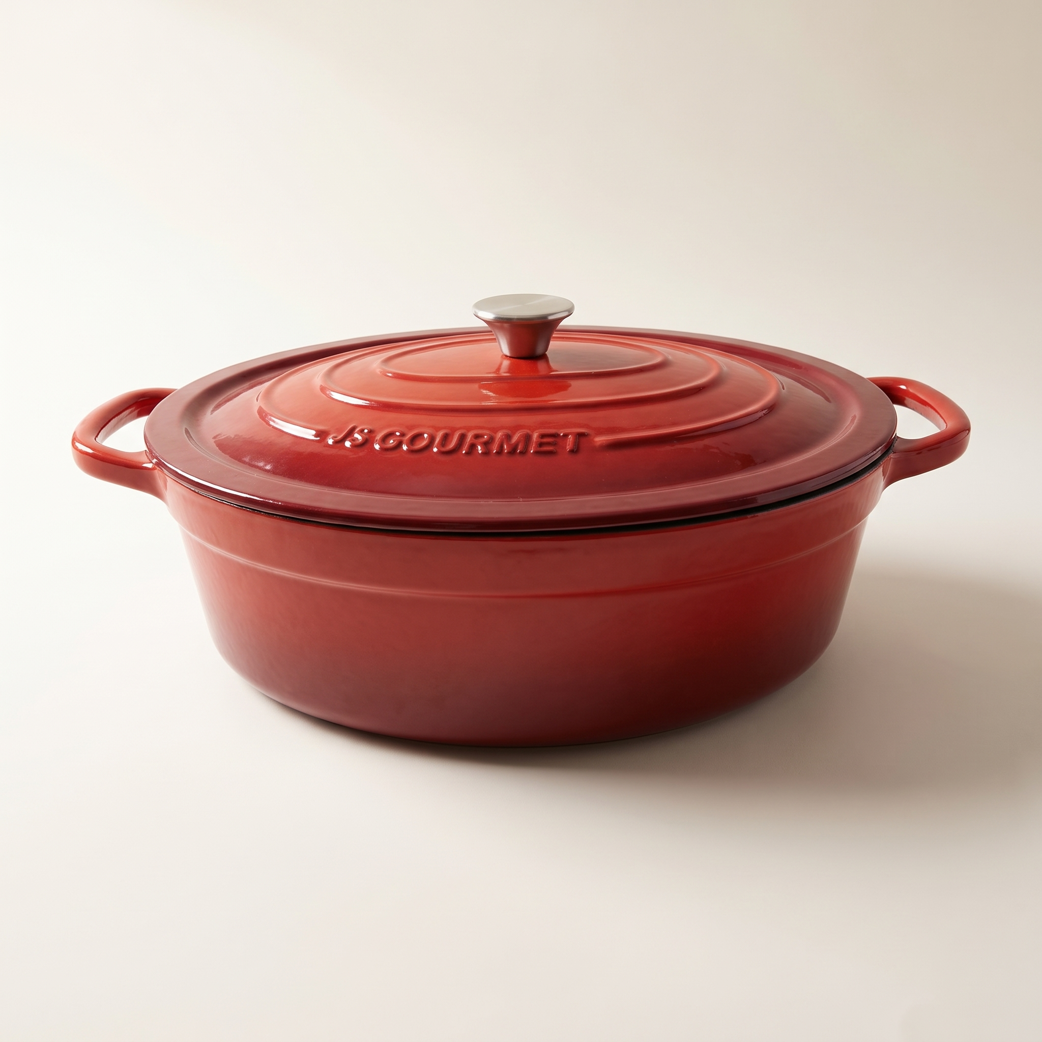 Enameled Cast Iron Oval Dutch Oven — Cherry Red, 7.2 L (7.6 qt)