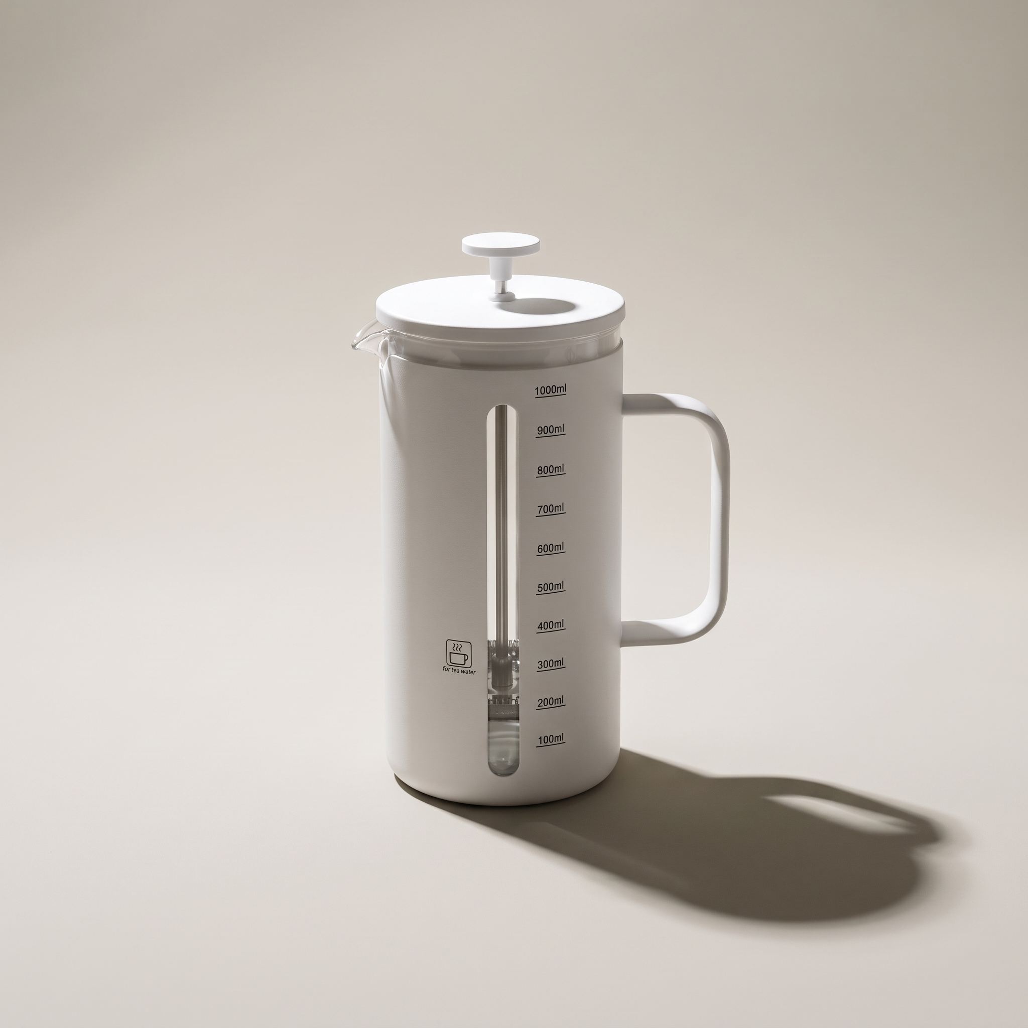 Cafetière à piston en acier inoxydable – Blanc cassé, 1000 ml