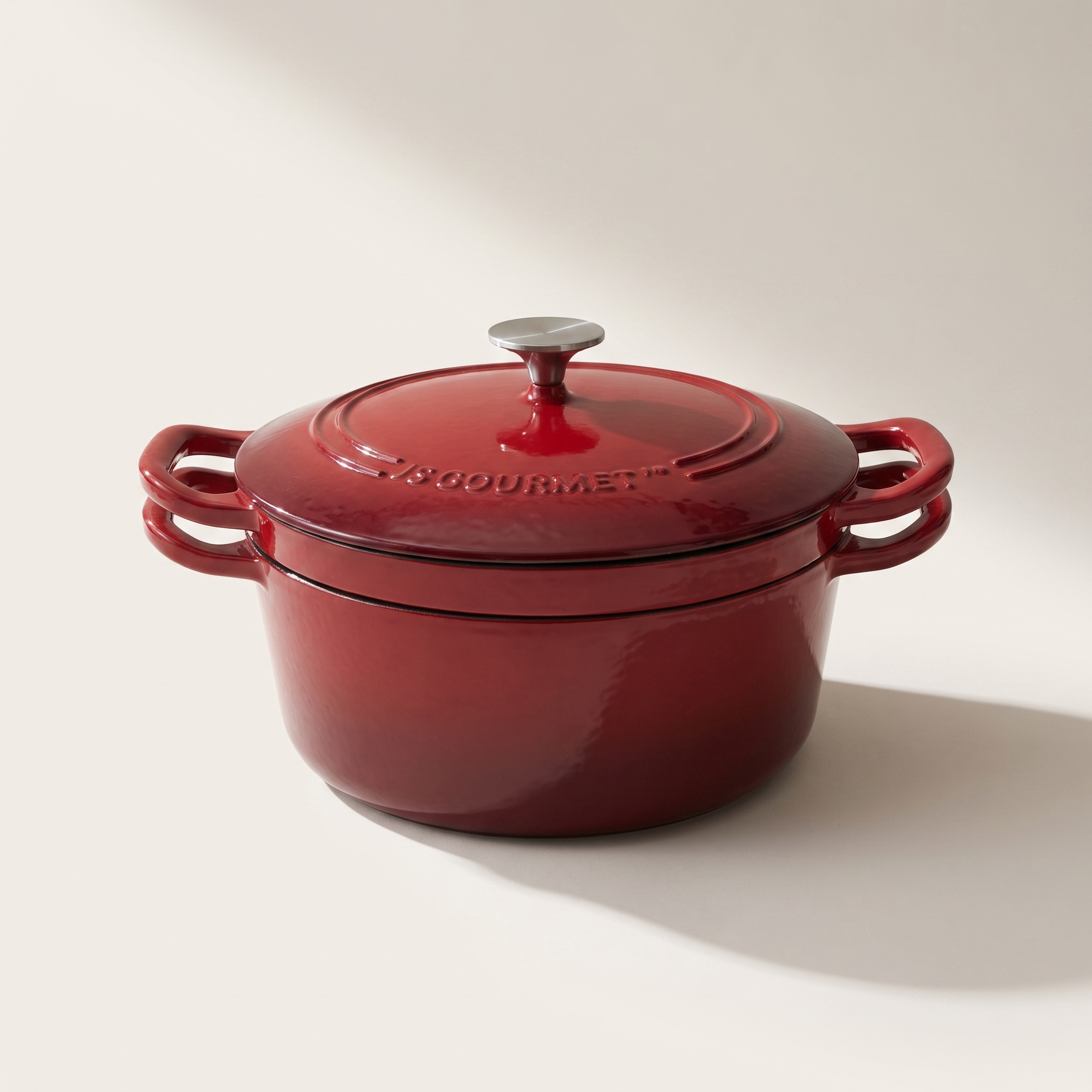Stackable 3-Piece Cast Iron Dutch Oven Set — Cherry Red, 5.2 L (5.5 qt)