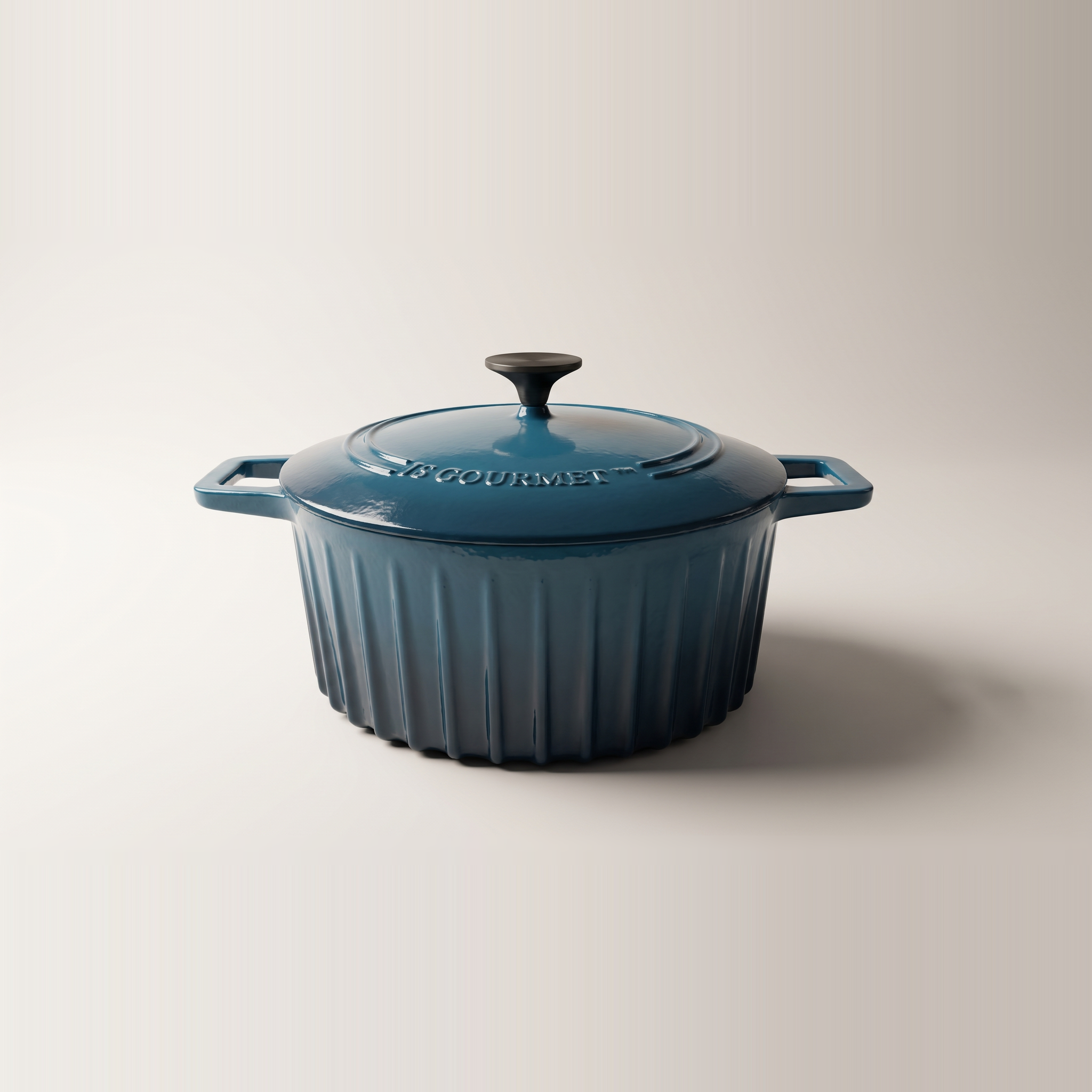 Inspiration Italia Fluted Enameled Cast Iron Dutch Oven — Sapphire Blue, 5.2 L (5.5 qt)