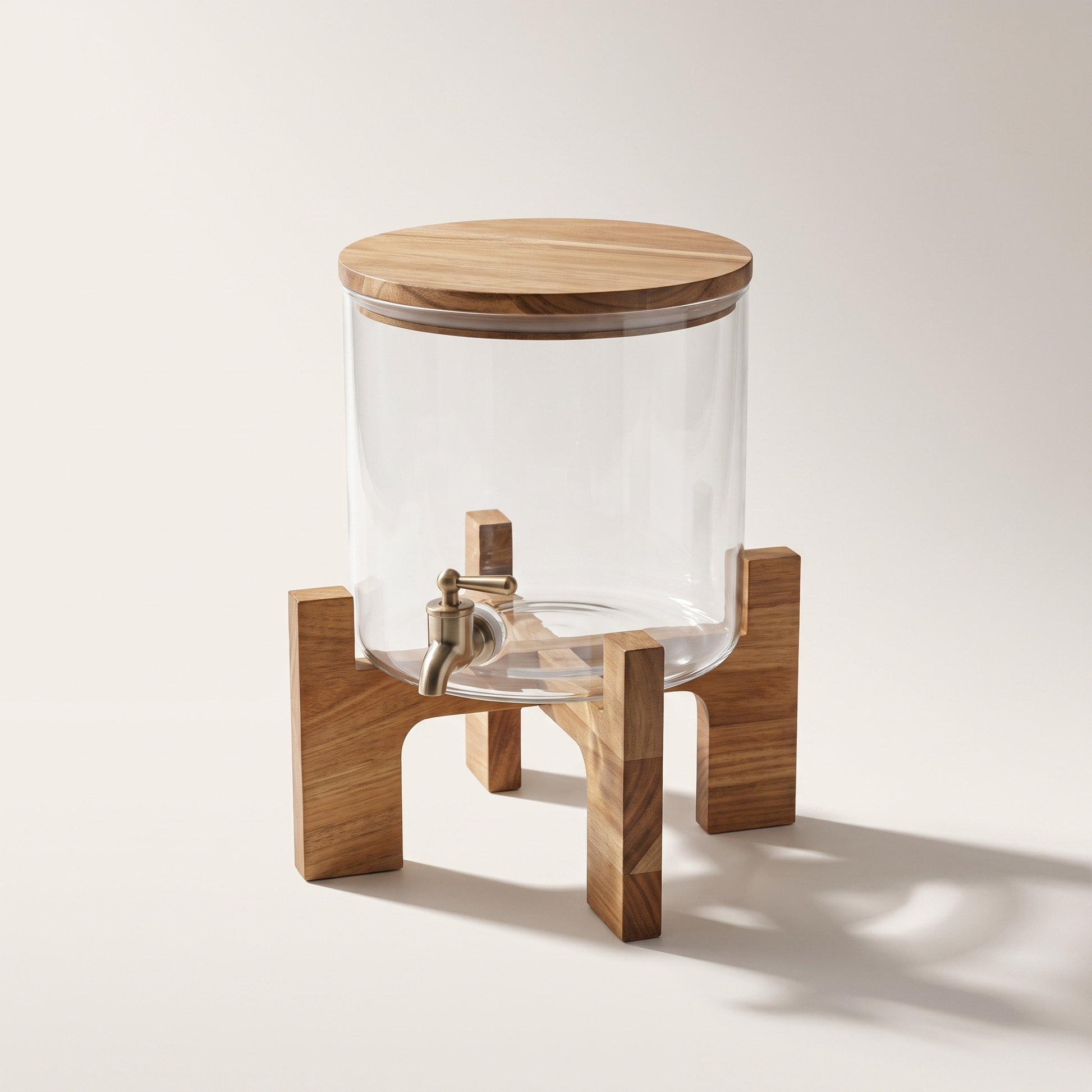 Borosilicate Glass Drink Dispenser with Acacia Wood Lid & Stand, 3.6L